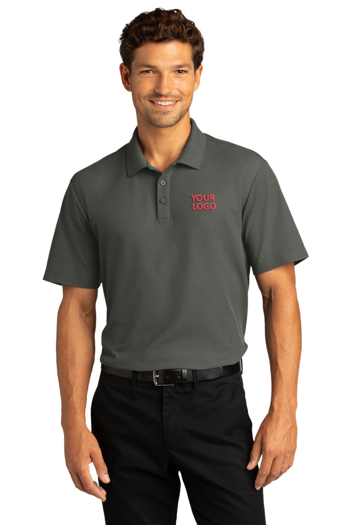 Port Authority SuperPro React Custom Polos, Storm Grey [Milford Mining Company Utah]