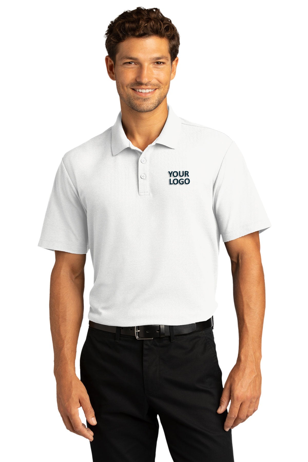 Port Authority SuperPro React Custom Polos, White [Harris & Associates]