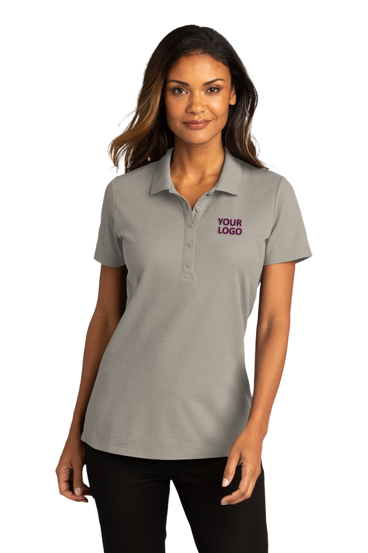 Port Authority Womens SuperPro React Custom Polos, Gusty Grey [CommStar Credit Union]