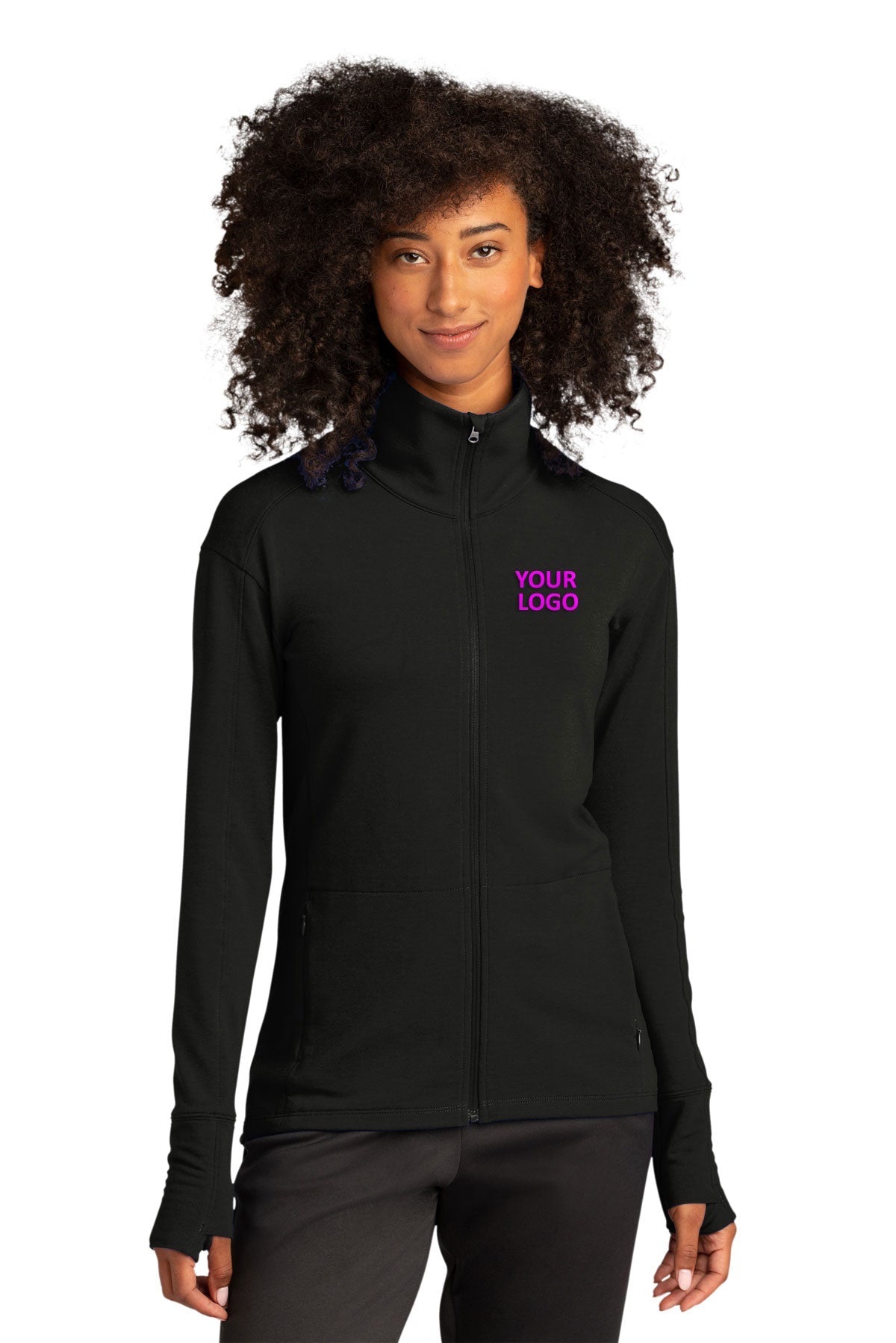 Sport-Tek Women's Custom Sport-Wick Flex Fleece Full-Zips, Black