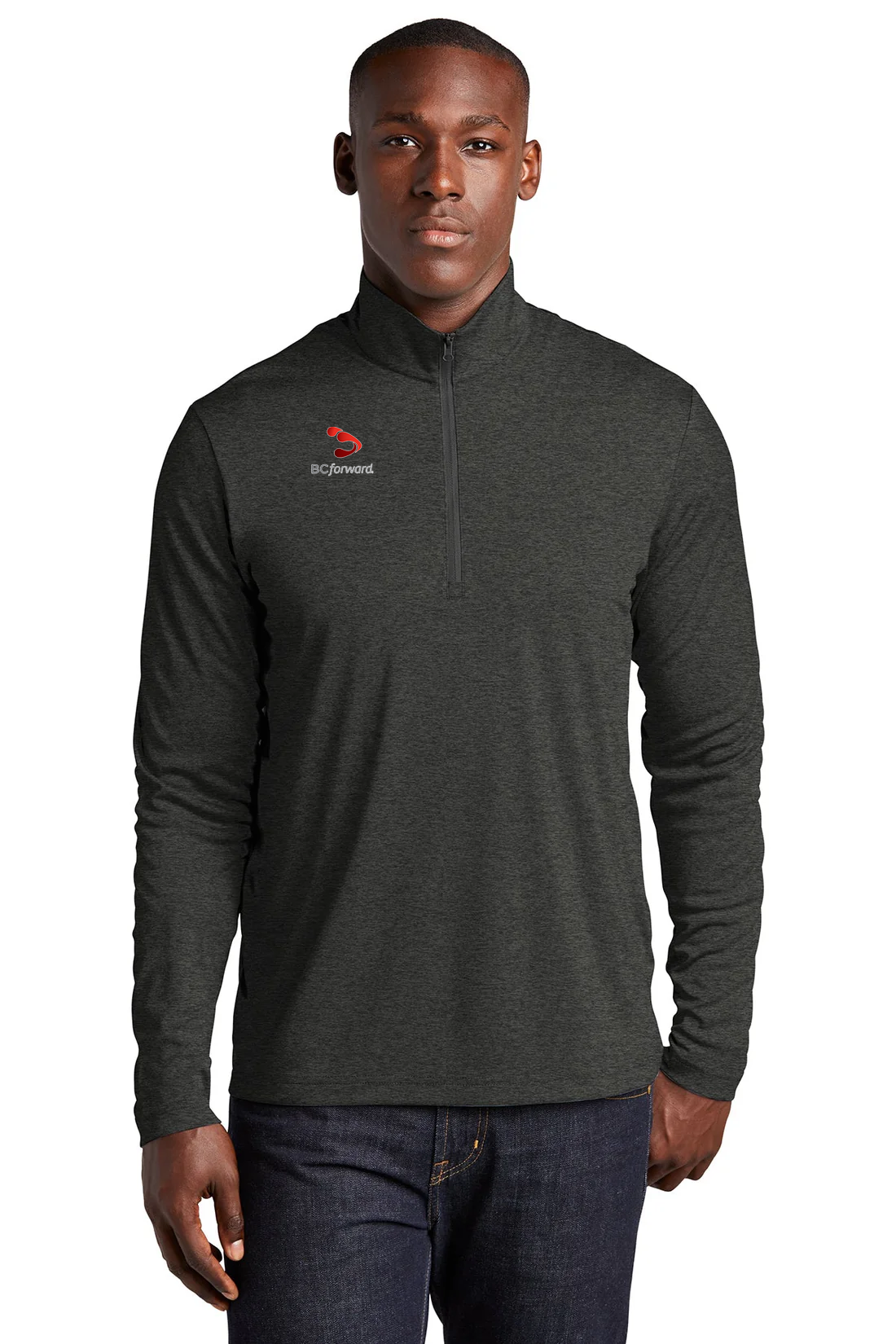 Sport-Tek Endeavor 1/4-Zip Pullover, Black Heather [BC Forward]