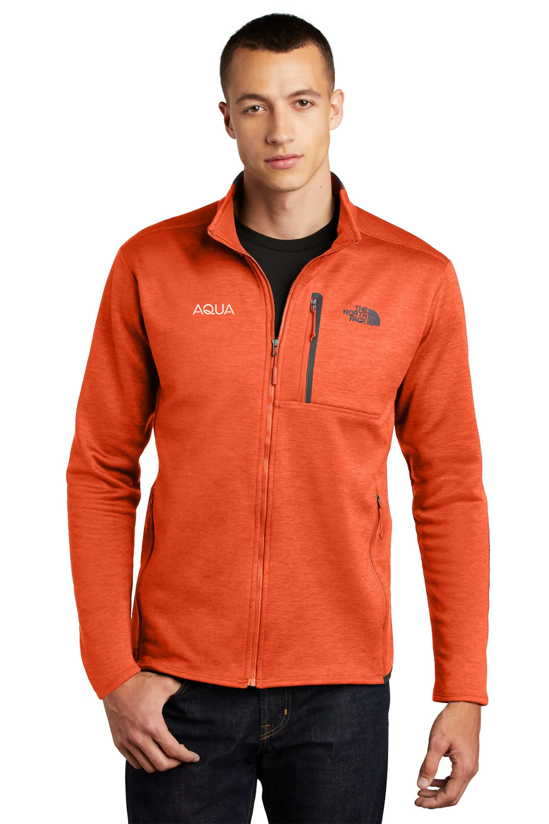 The North Face Skyline Full-Zip Fleece Jacket, Zion Orange Heather/ Urban Navy [Aqua Finance]