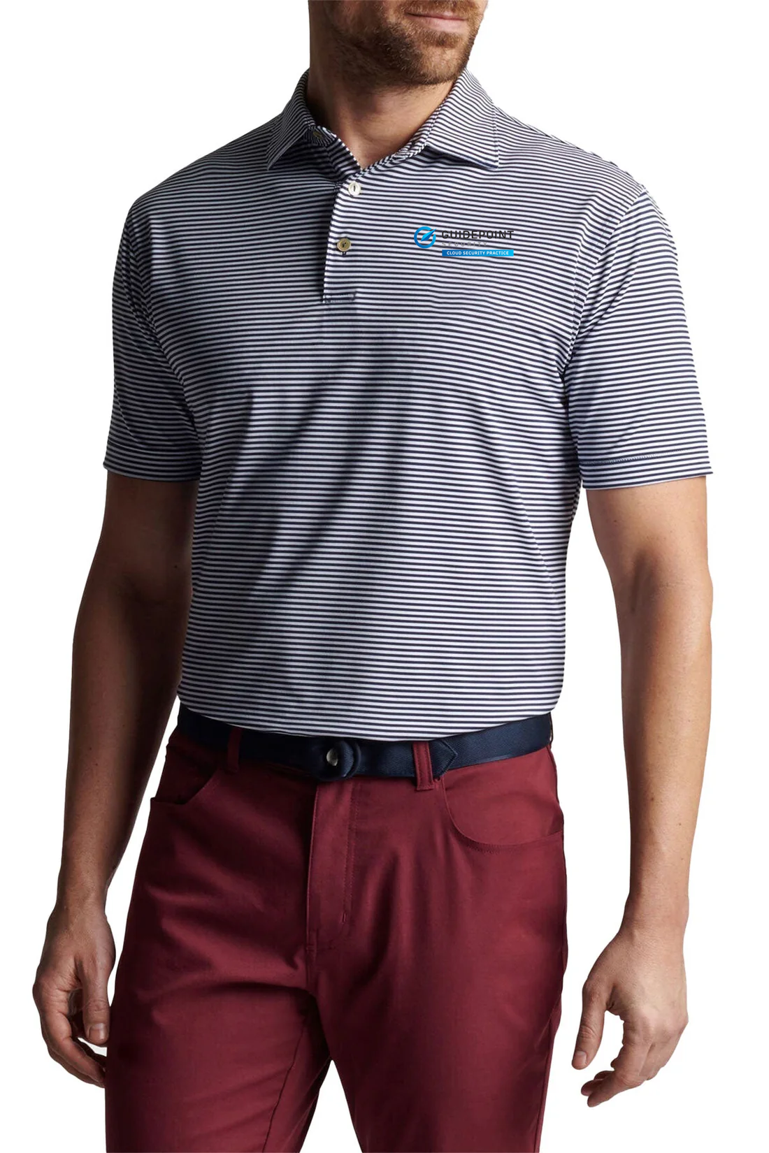 Peter Millar Hales Performance Jersey Custom Polos, Navy [GuidePoint Security Cloud Security]