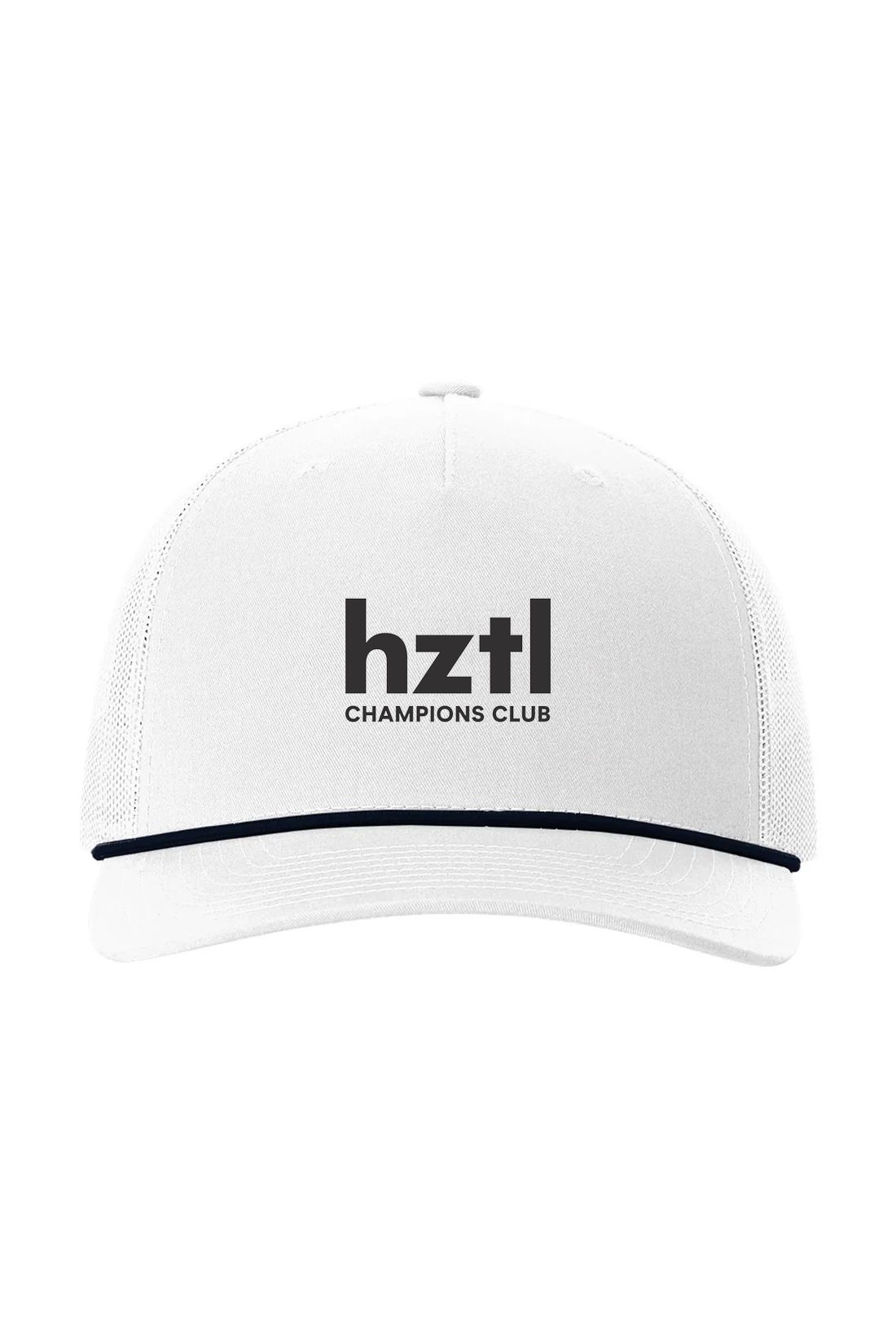 Richardson Five-Panel Trucker with Rope Cap, White/ Navy [Horizontal]