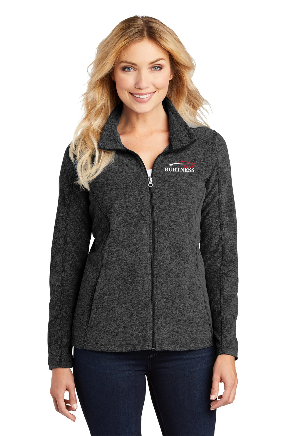Port Authority Ladies Heather Microfleece Full-Zip Jacket, Black Charcoal Heather [Burtness]