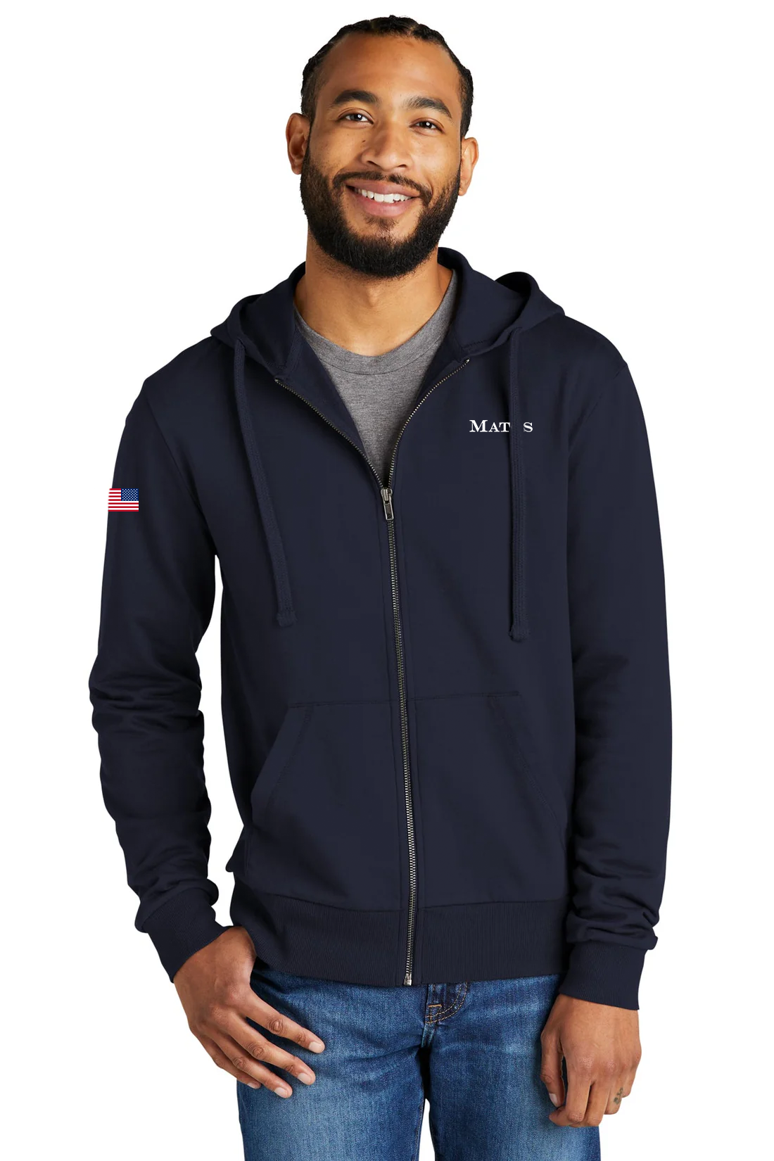 Allmade Unisex Organic French Terry Full-Zip Hoodie, Night Sky Navy [Matos Builders]