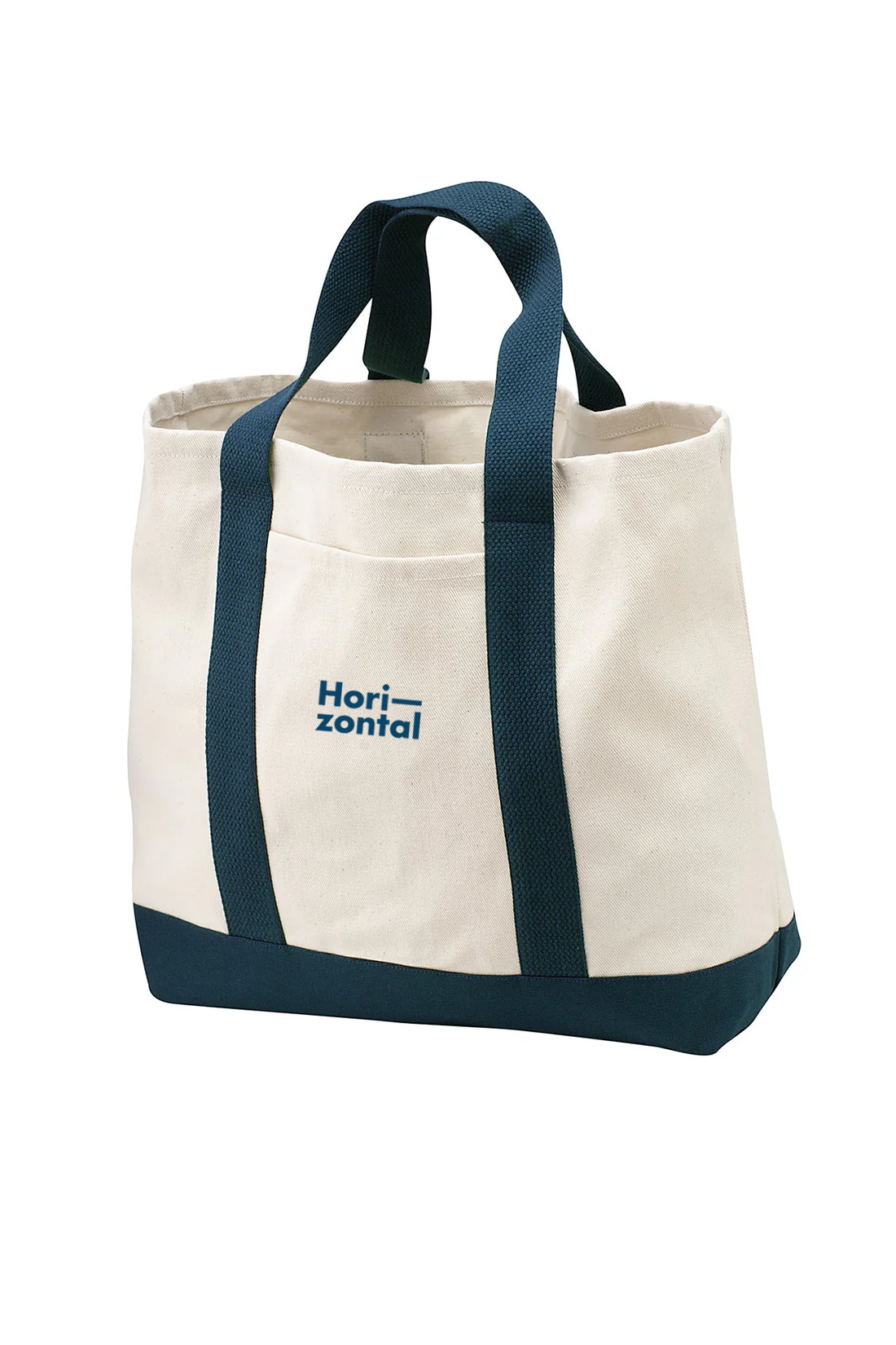 Port Authority - Two-Tone Shopping Tote, Natural/Navy [Horizontal]