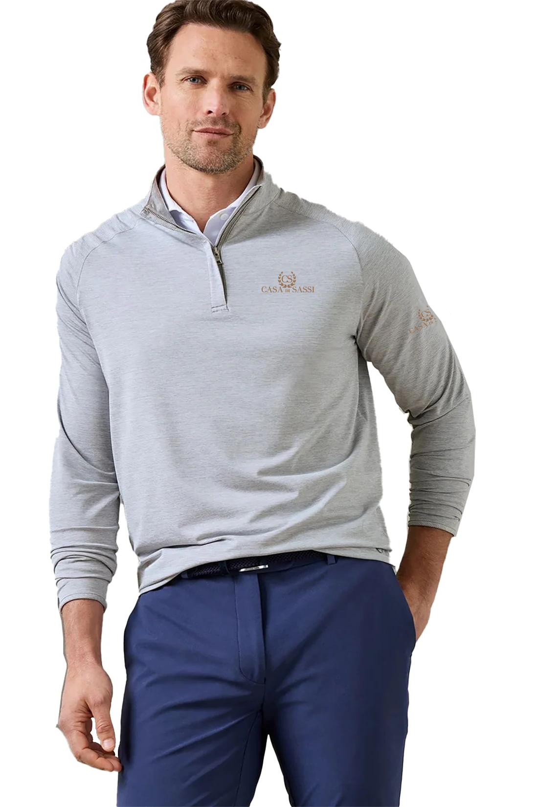 Peter Millar Stealth Stripe Performance Quarter-Zip, Gale Grey [Casa Di Sassi  Crafted Collection Fall 2026]