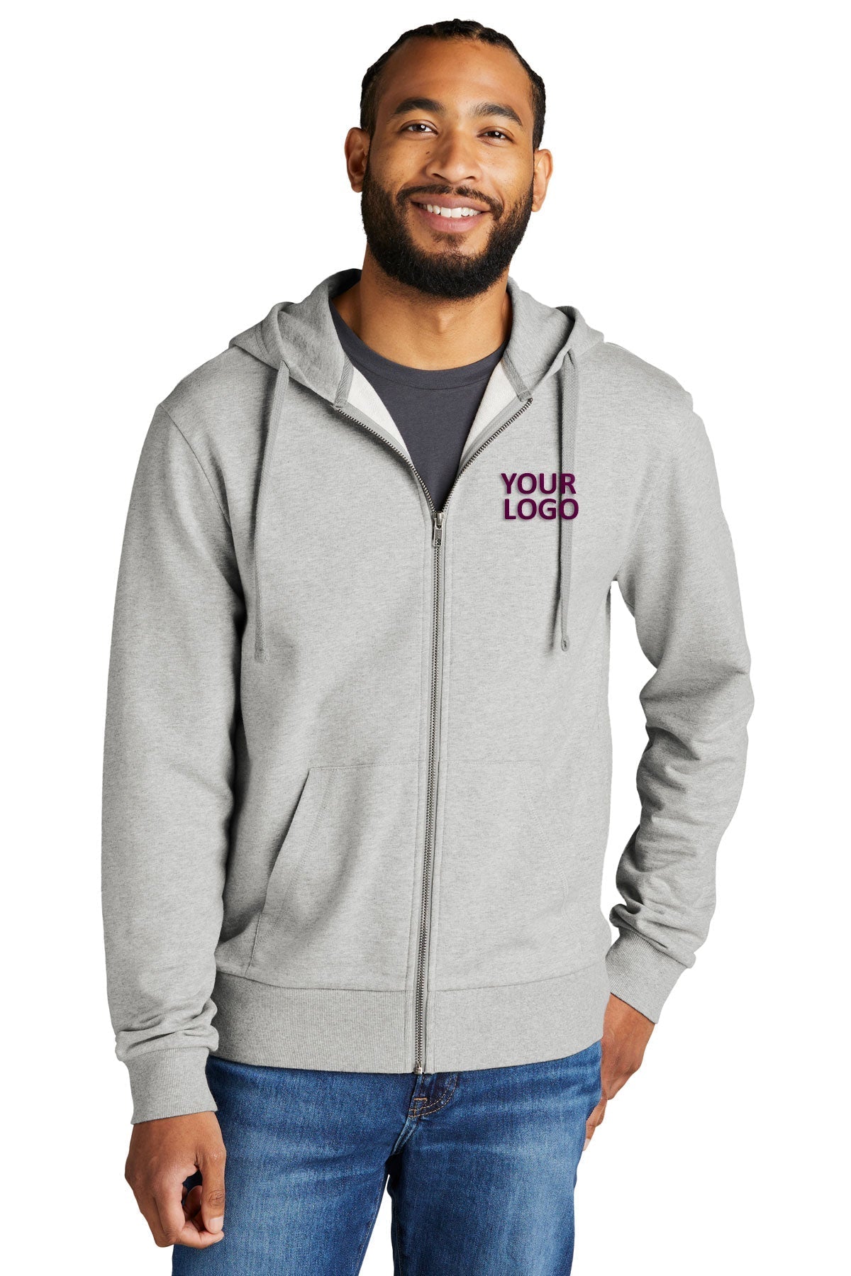 Allmade Unisex Organic French Terry Full-Zip Hoodie, Granite Grey Heather [Tetralogicx]