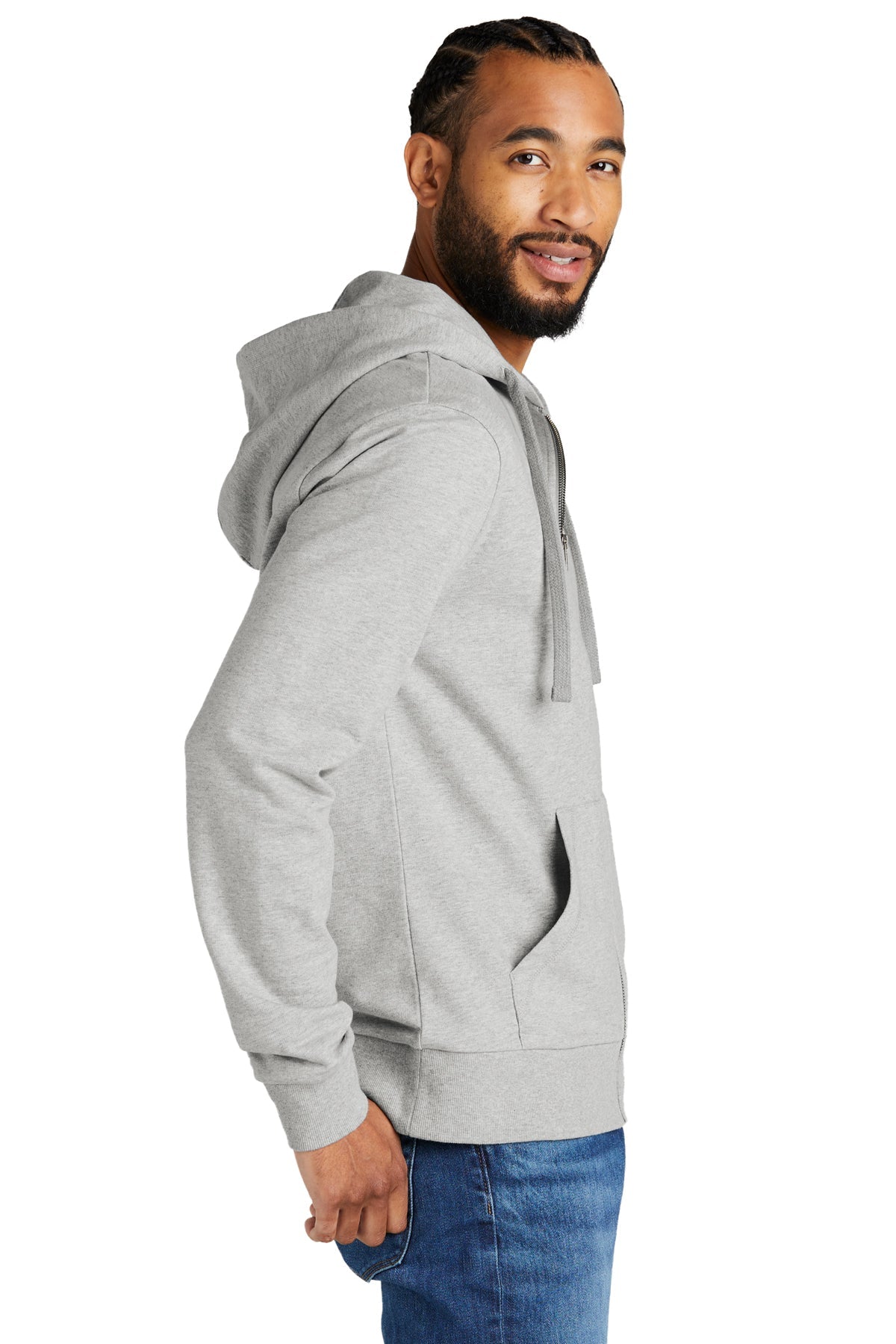 Allmade Unisex Organic French Terry Full-Zip Hoodie, Granite Grey Heather [Tetralogicx]
