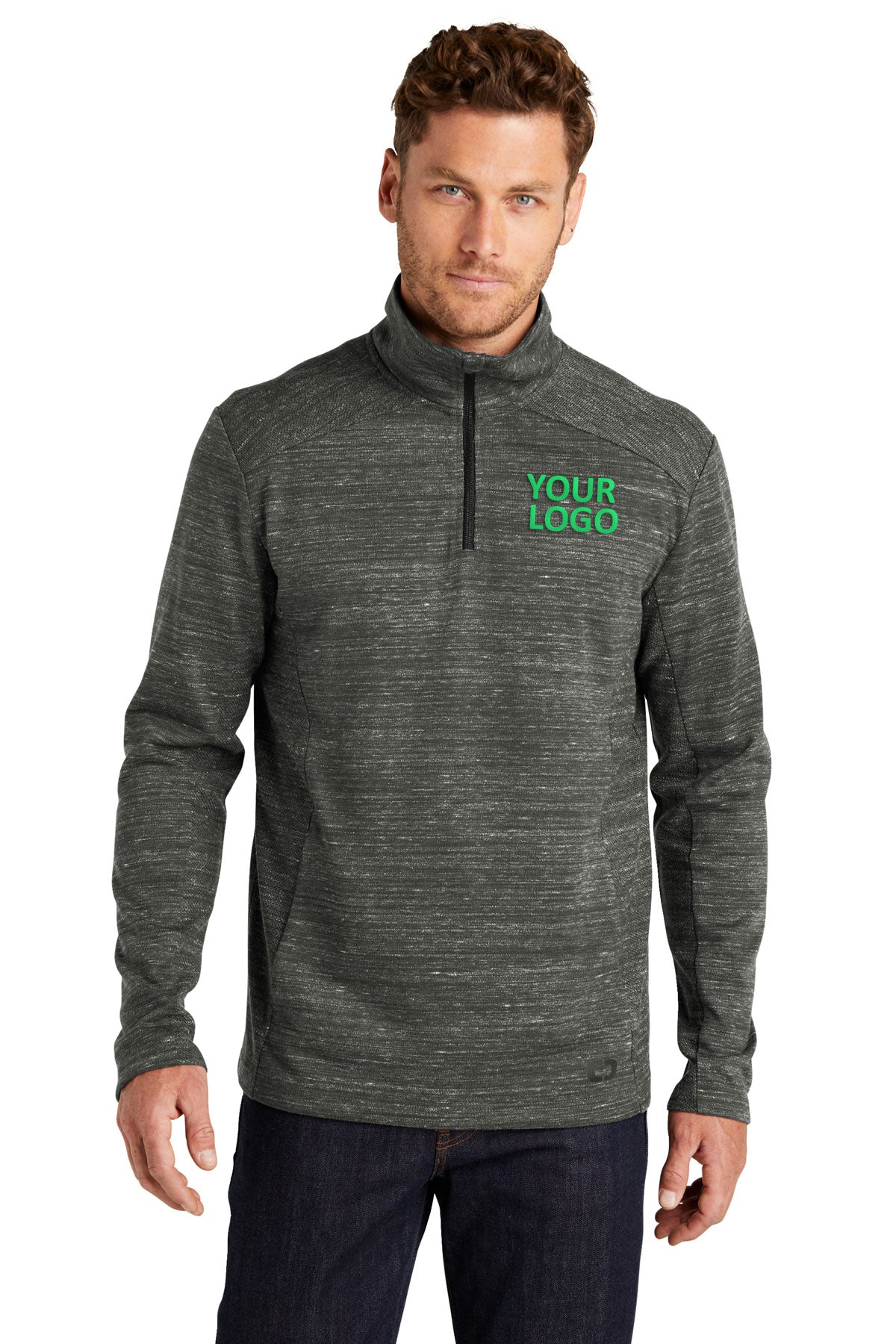 OGIO Flux Custom Quarter Zips, Tarmac Grey Heather [Orange by Fooda]