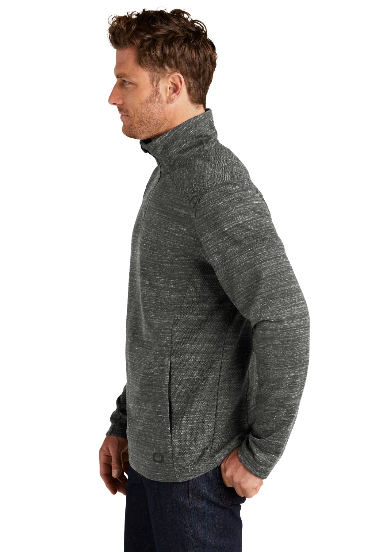 OGIO Flux Custom Quarter Zips, Tarmac Grey Heather [Orange by Fooda]