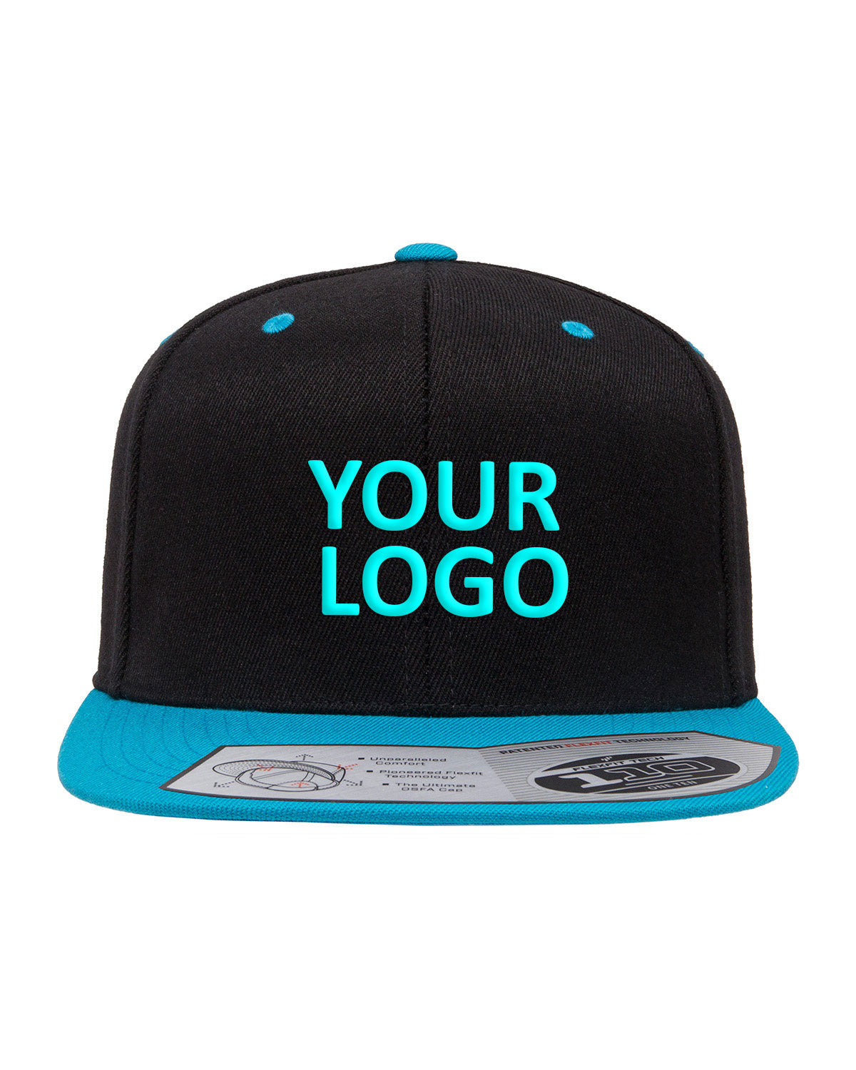 flexfit_110ft_black/ teal_company_logo_headwear