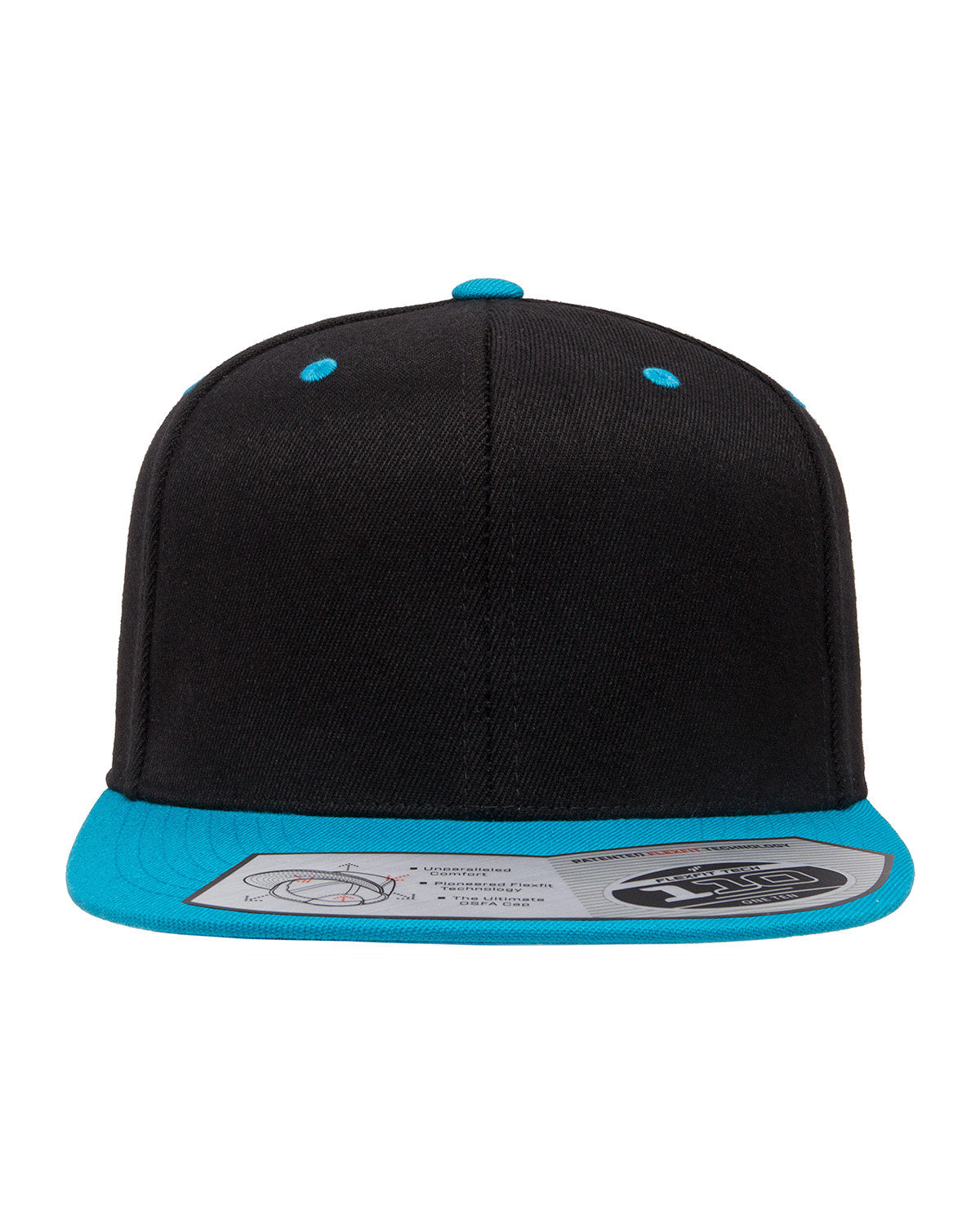 Flexfit Wool Snapback Two-Tone Custom Caps, Black/ Teal