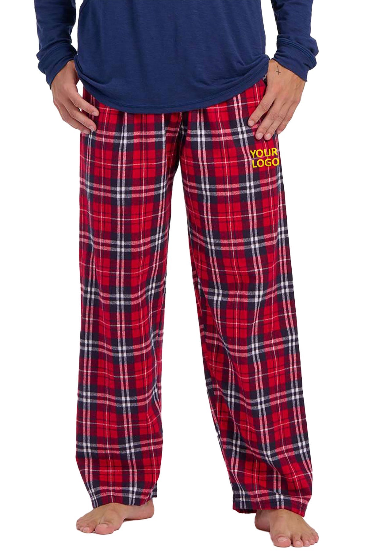 Boxercraft Harley Flannel Custom Pants, Navy/ Red Plaid