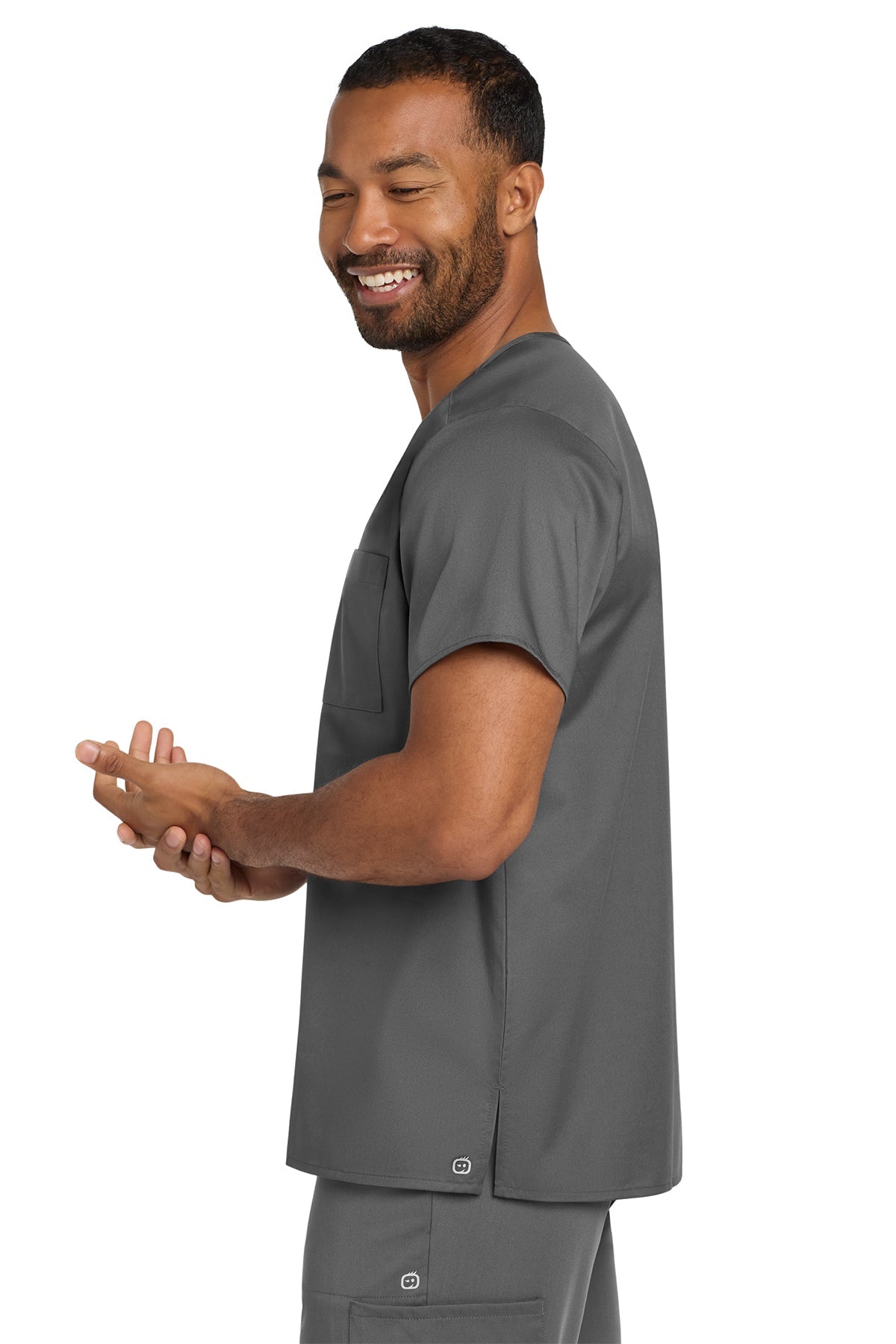 Wink Unisex WorkFlex Chest Pocket Custom V-Neck Tops, Pewter [Arthritis & Rheumatism Associates PC]