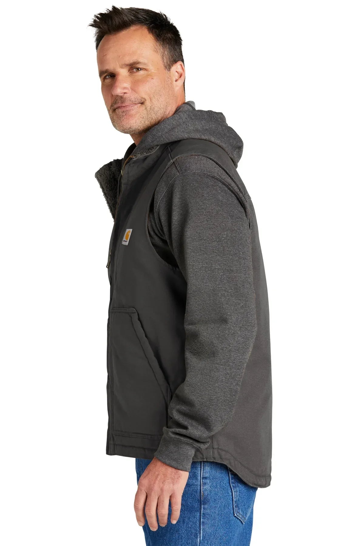 Carhartt Sherpa-Lined Customized Vests, Gravel [Simple Construction]
