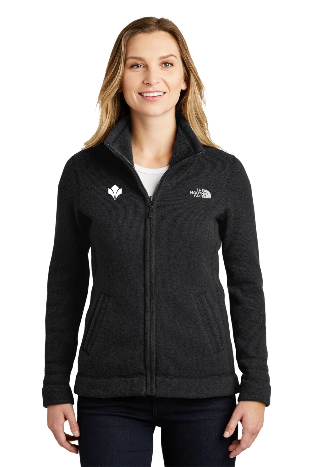 North Face Ladies Sweater Fleece Jacket, TNF Black Heather [Zura Bio]