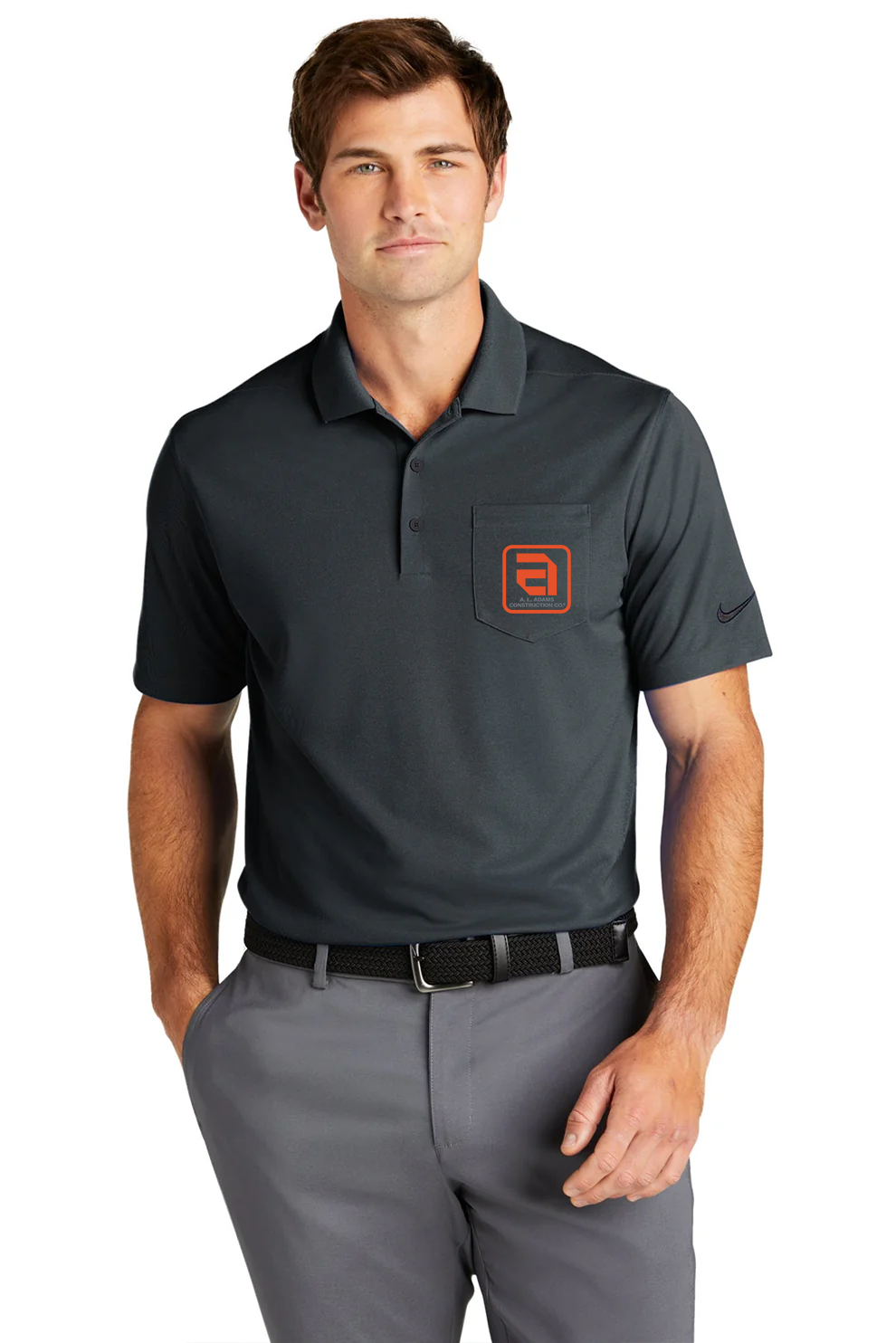 Nike Dri-FIT Micro Pique Pocket Polo, Anthracite [AL Adams Construction]