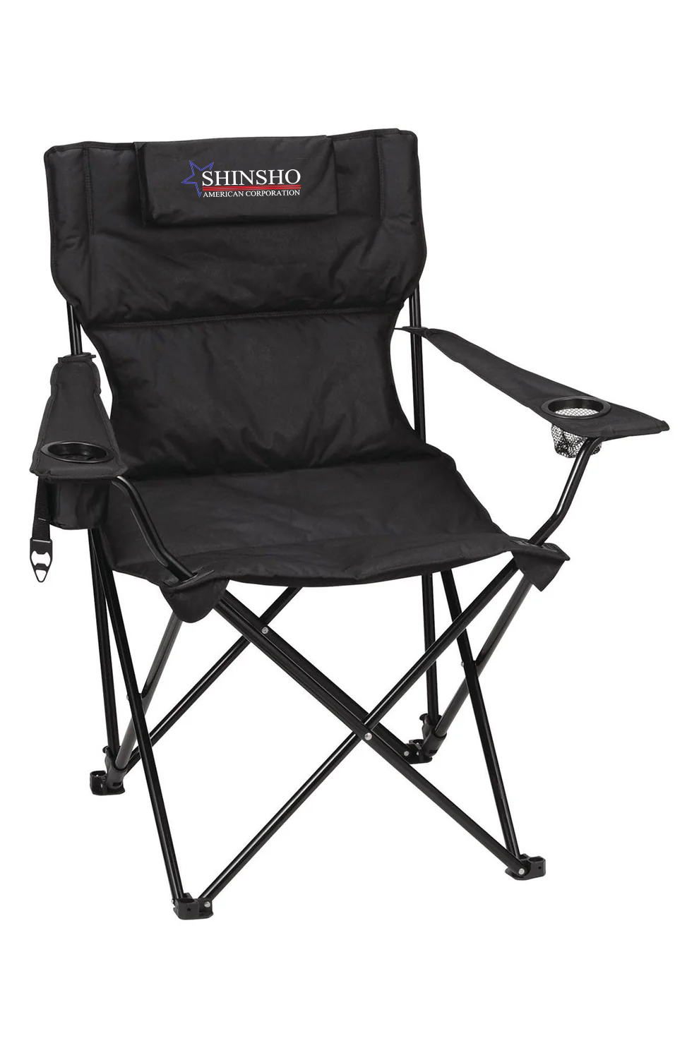 Premium Padded Foldable  Outdoor Reclining Camping Chair, Black [SAC Branded Merchandise Store]