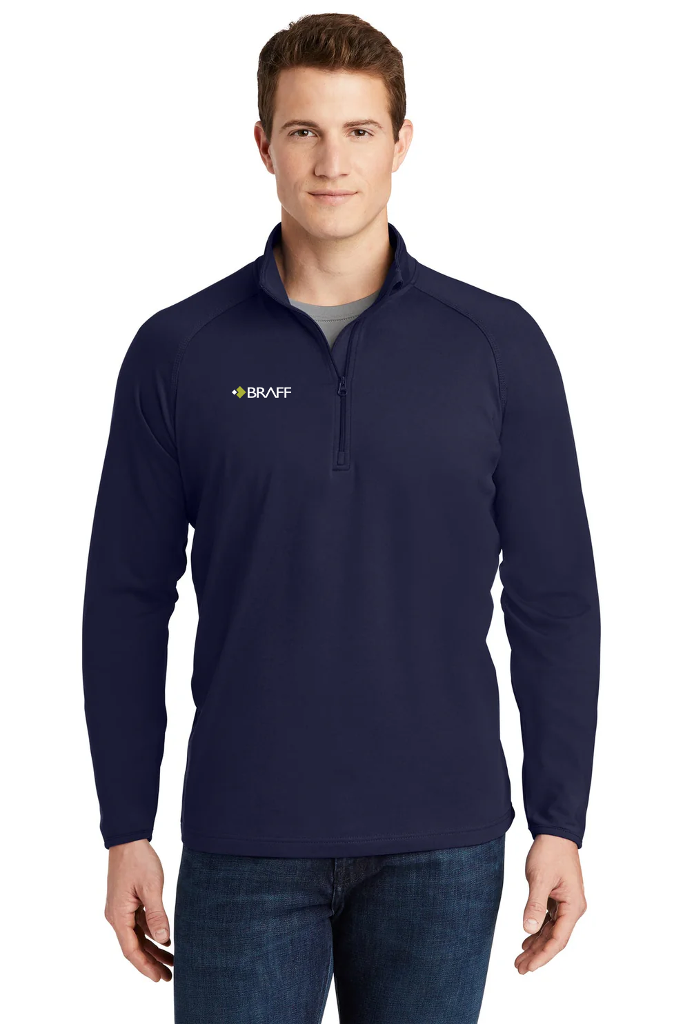 Sport-Tek Sport-Wick Stretch 1/2-Zip Pullover, True Navy [The Braff Group]