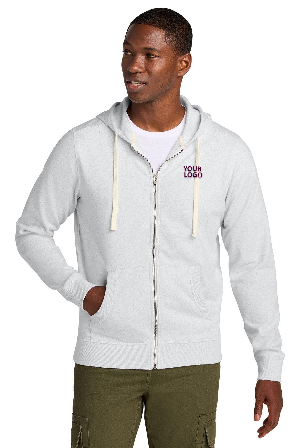District Re-Fleece Full-Zip Custom Hoodies, Ash