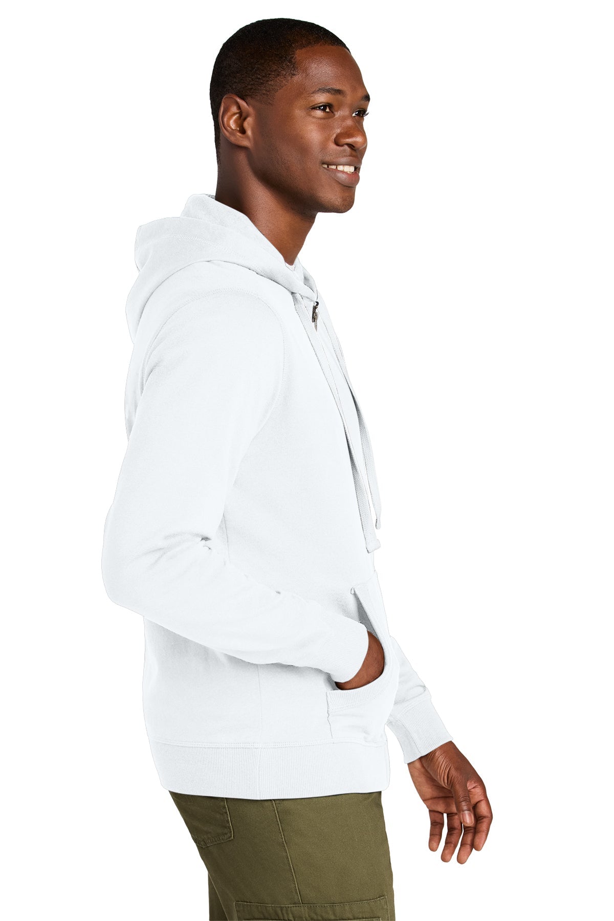 District Re-Fleece Full-Zip Custom Hoodies, White [Vision Electric and Systems]