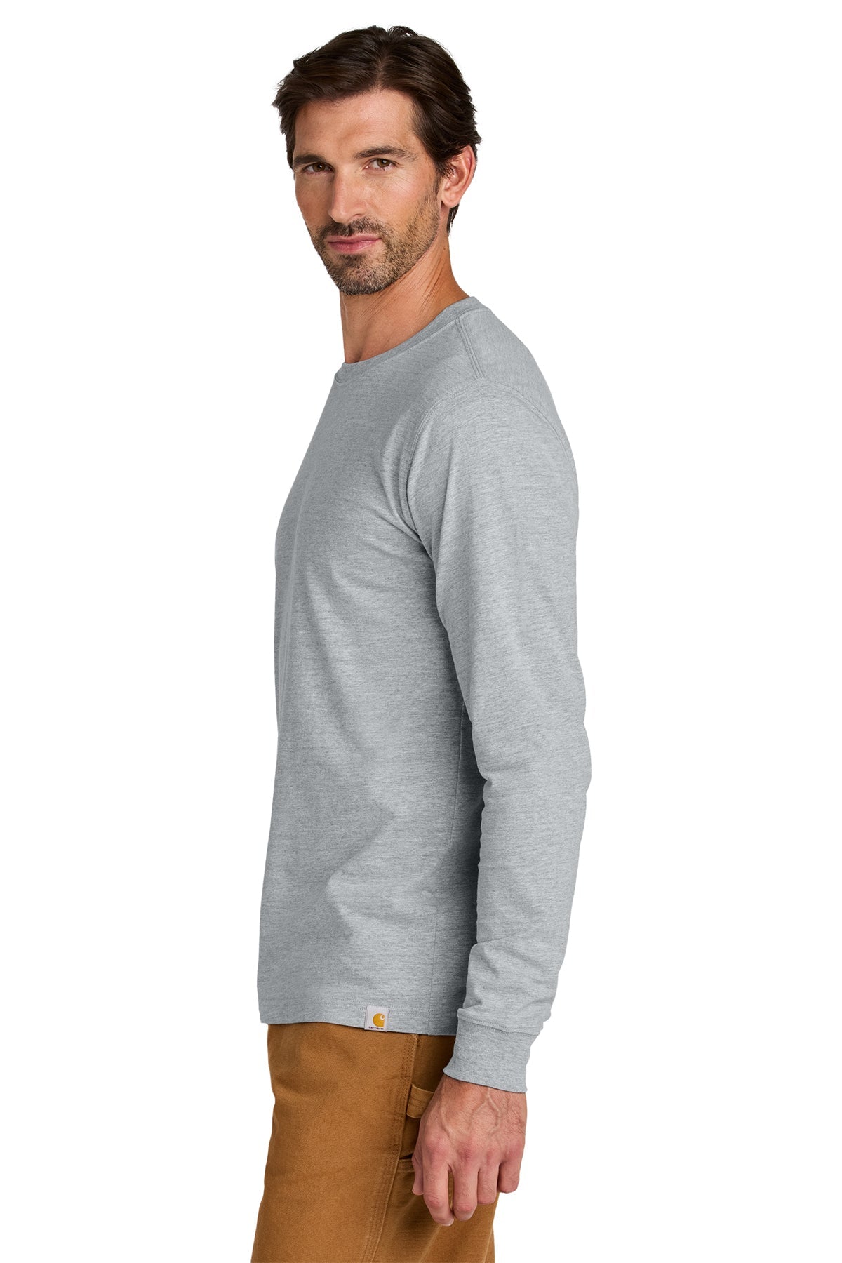Carhartt Long Sleeve Custom T-Shirts, Heather Grey [Executive Construction]