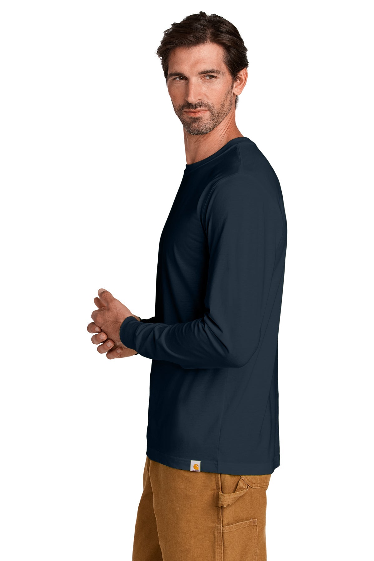Carhartt Long Sleeve Custom T-Shirts, Navy [Executive Construction]