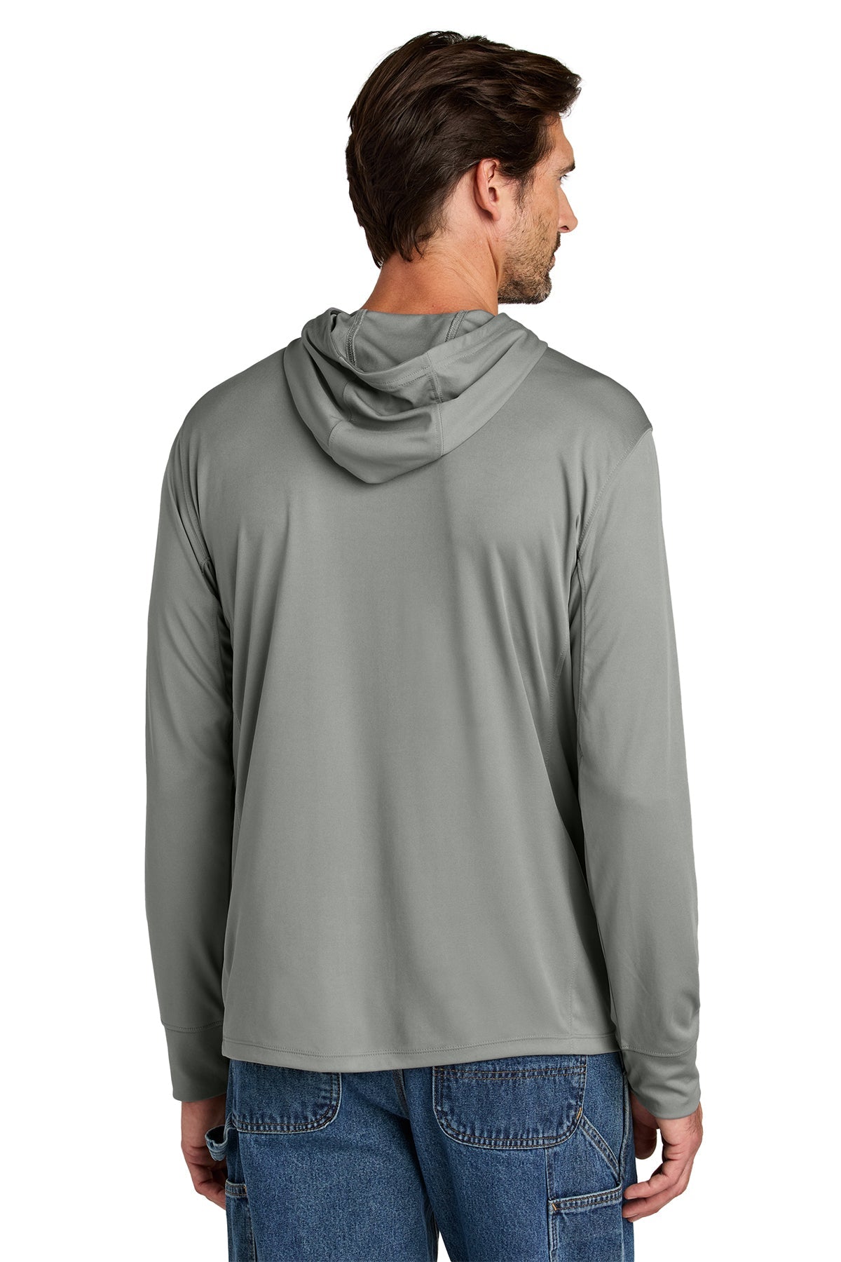 Carhartt Force Sun Defender Long Sleeve Hooded Custom T-Shirts, Asphalt Grey