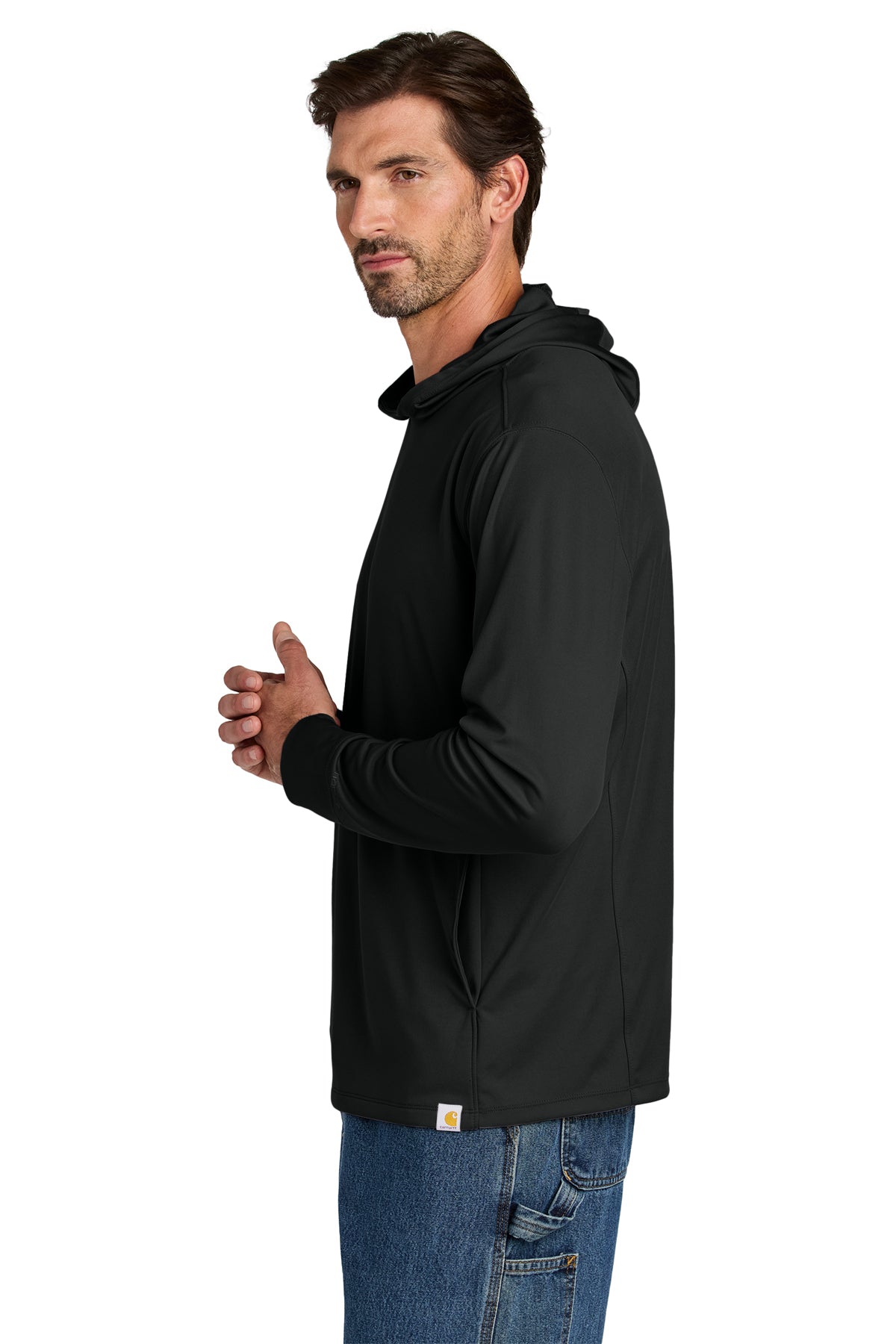 Carhartt Force Sun Defender Long Sleeve Hooded Custom T-Shirts, Black