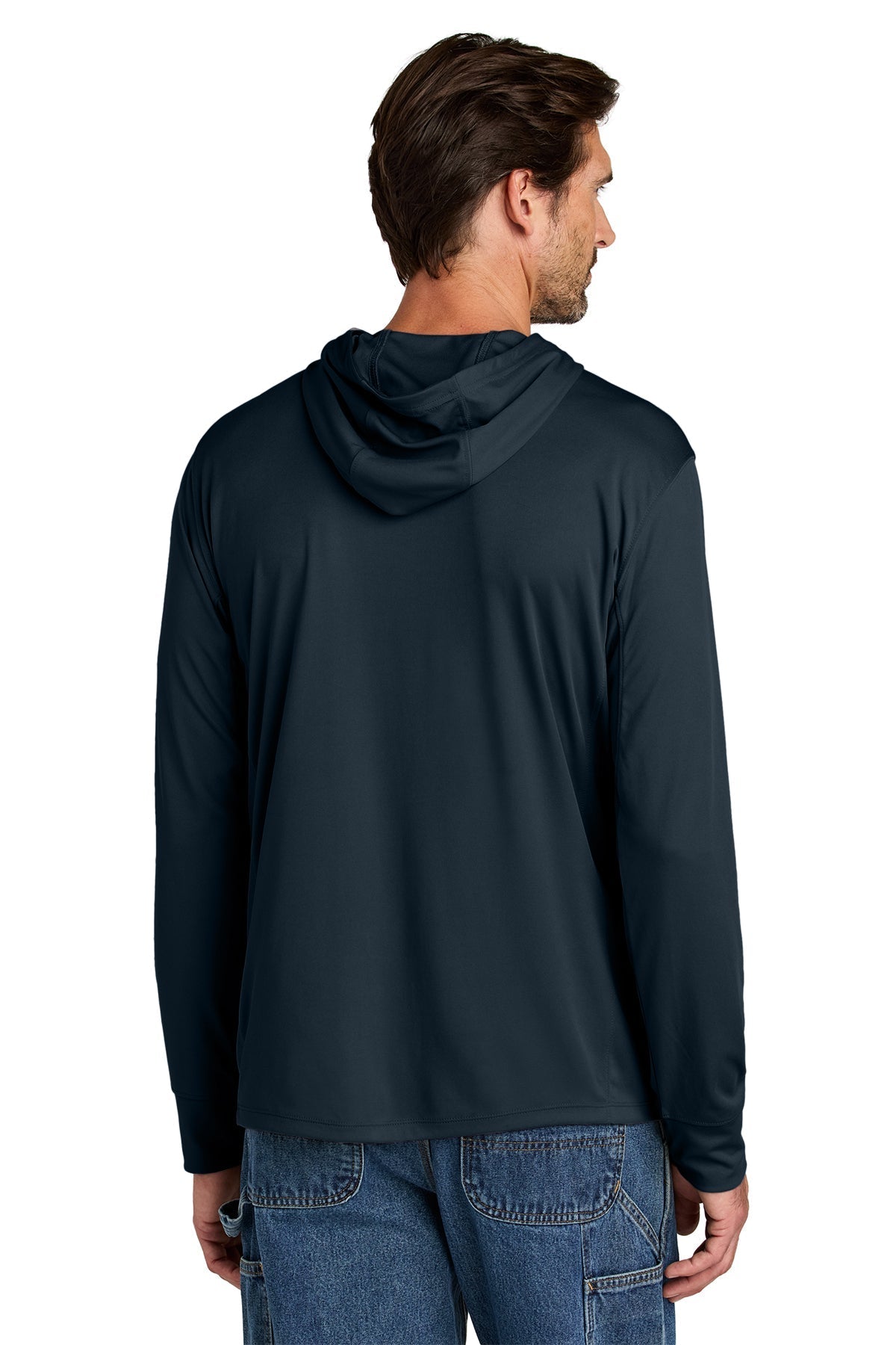 Carhartt Force Sun Defender Long Sleeve Hooded Custom T-Shirts, Navy [Orpical Technology Solutions]
