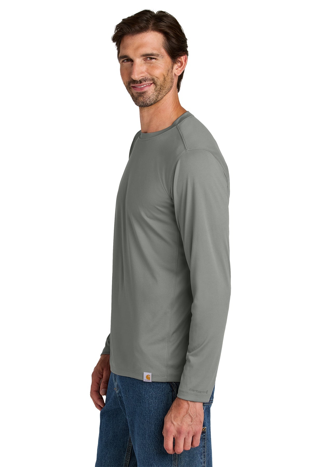 Carhartt Force Sun Defender Long Sleeve Custom T-Shirts, Asphalt Grey [Benjamin and Company]