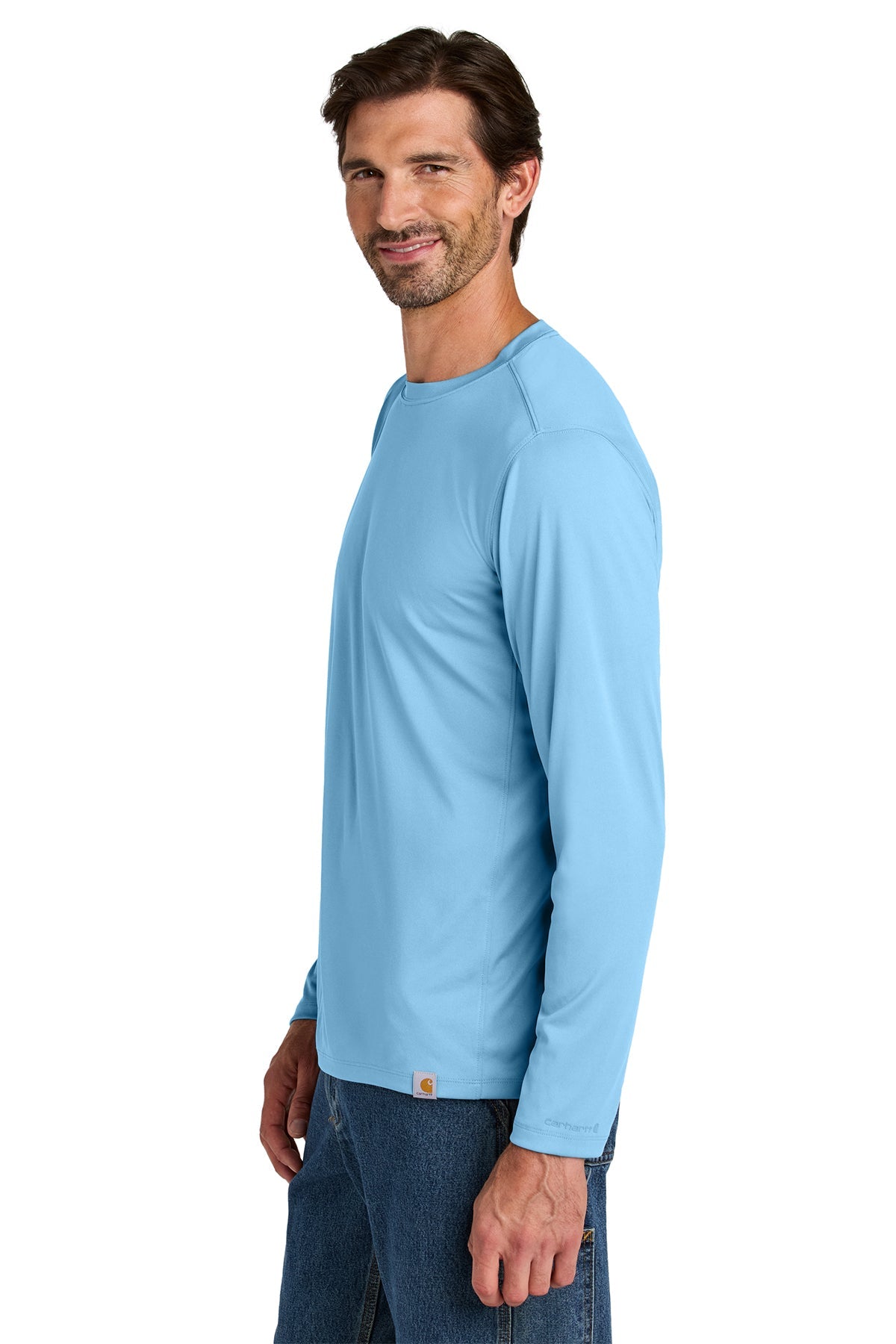 Carhartt Force Sun Defender Long Sleeve Custom T-Shirts, Fresh Water Blue