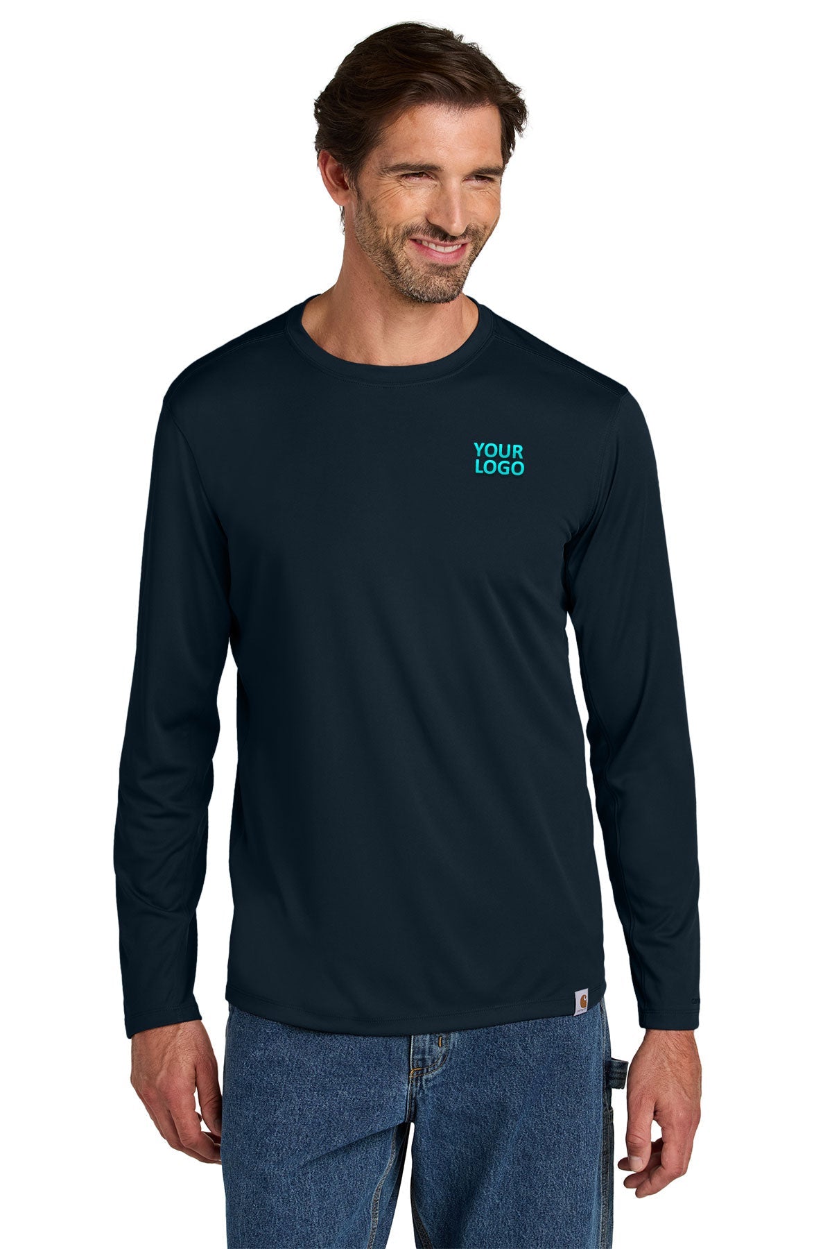 Carhartt Force Sun Defender Long Sleeve Custom T-Shirts, Navy