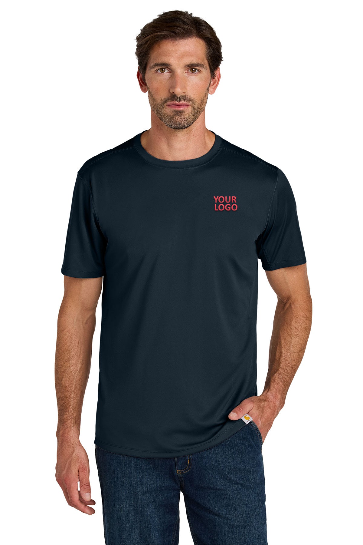 Carhartt Force Sun Defender Short Sleeve Custom T-Shirts, Navy [Horizontal]
