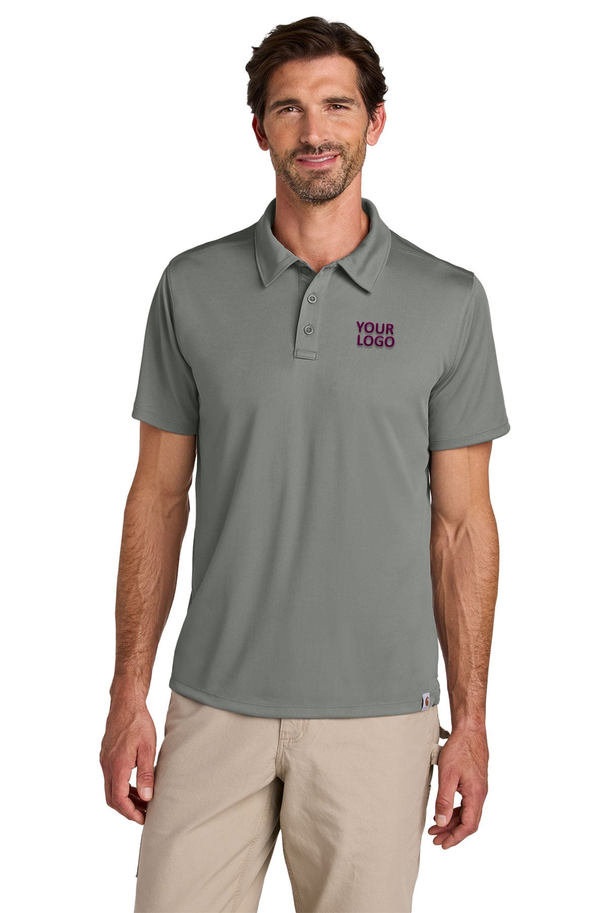 Carhartt Asphalt Grey CT106899 custom embroidered polo shirts