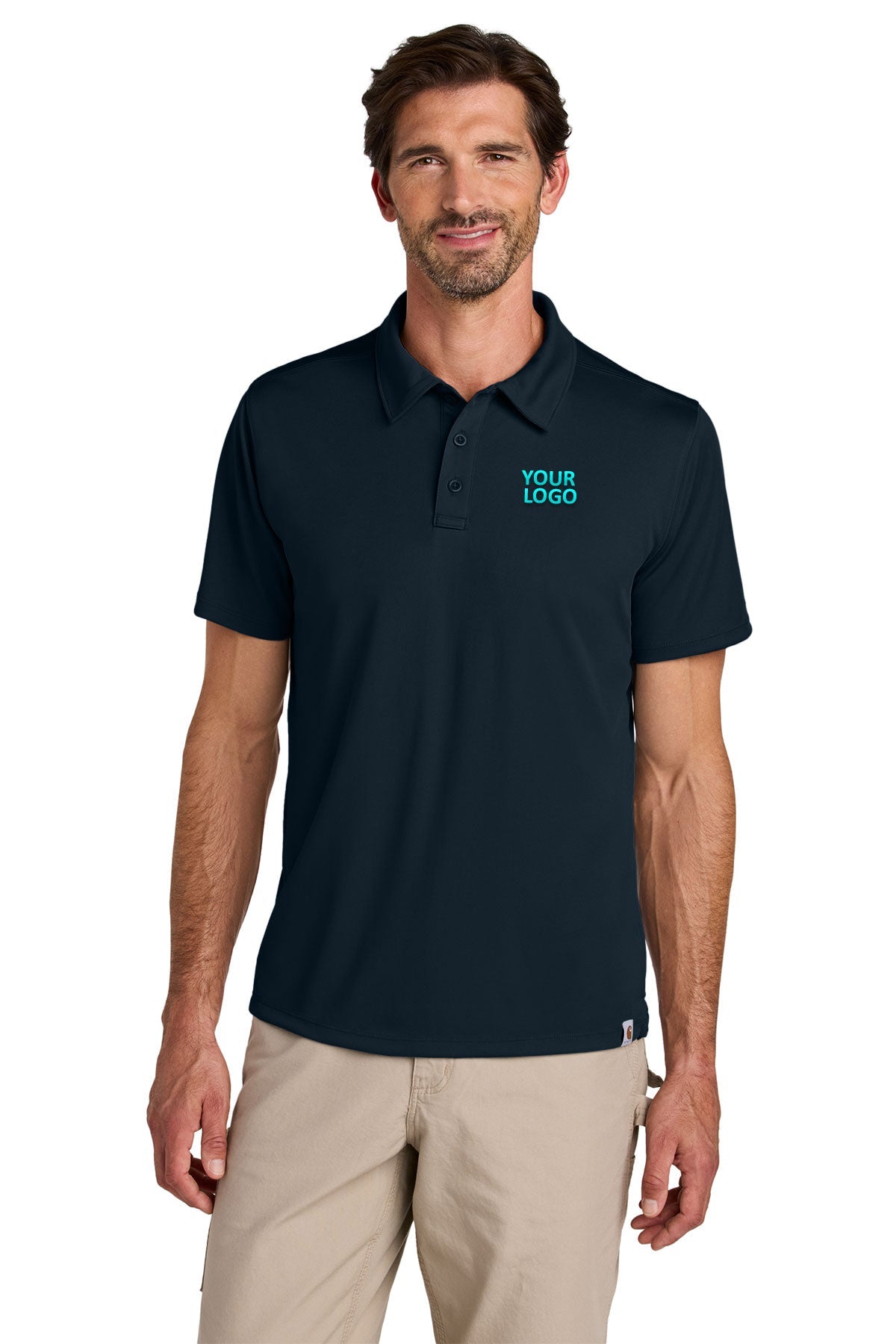 Carhartt Navy CT106899 custom logo polo shirts embroidered