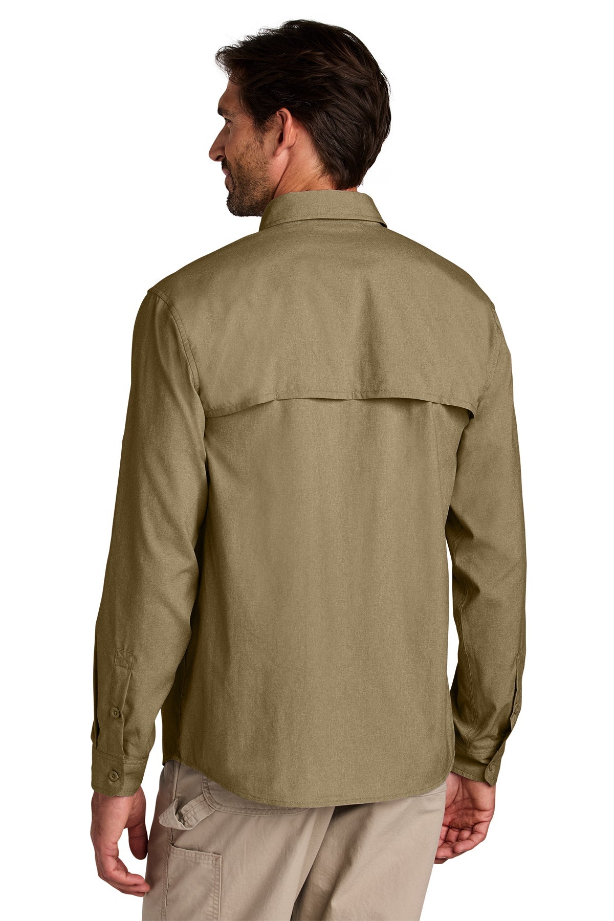 Carhartt Force Sun Defender Long Sleeve Custom Shirts, Dark Khaki [Calvada Surveying Inc]