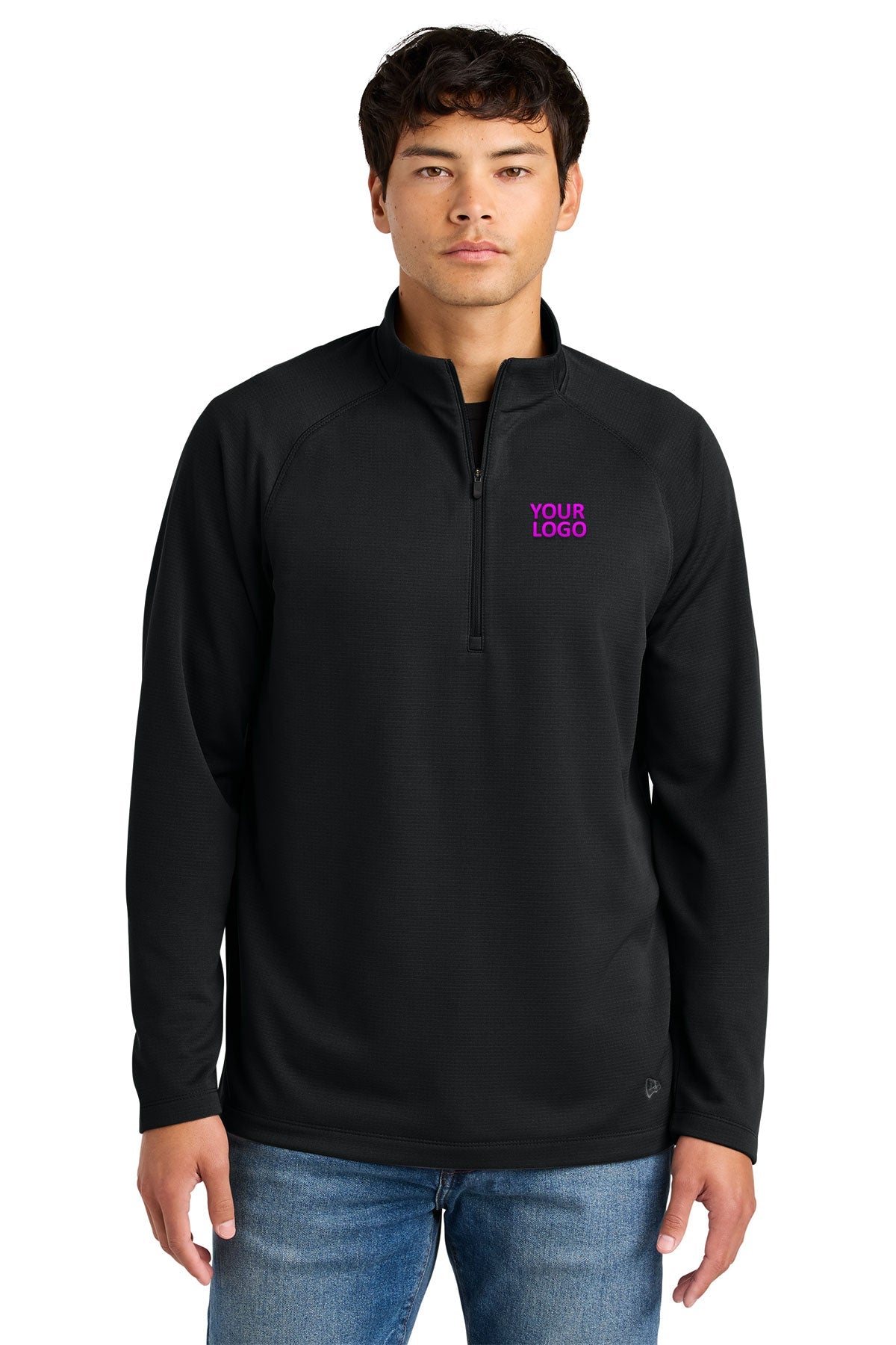 New Era Black NEA515 custom embroidered sweatshirts
