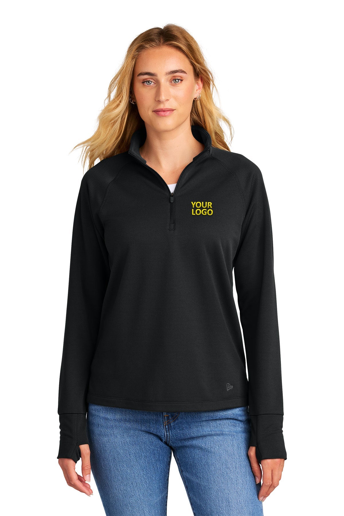 New Era Womens Stand Out Custom 1/4-Zips, Black [SEB Professional]