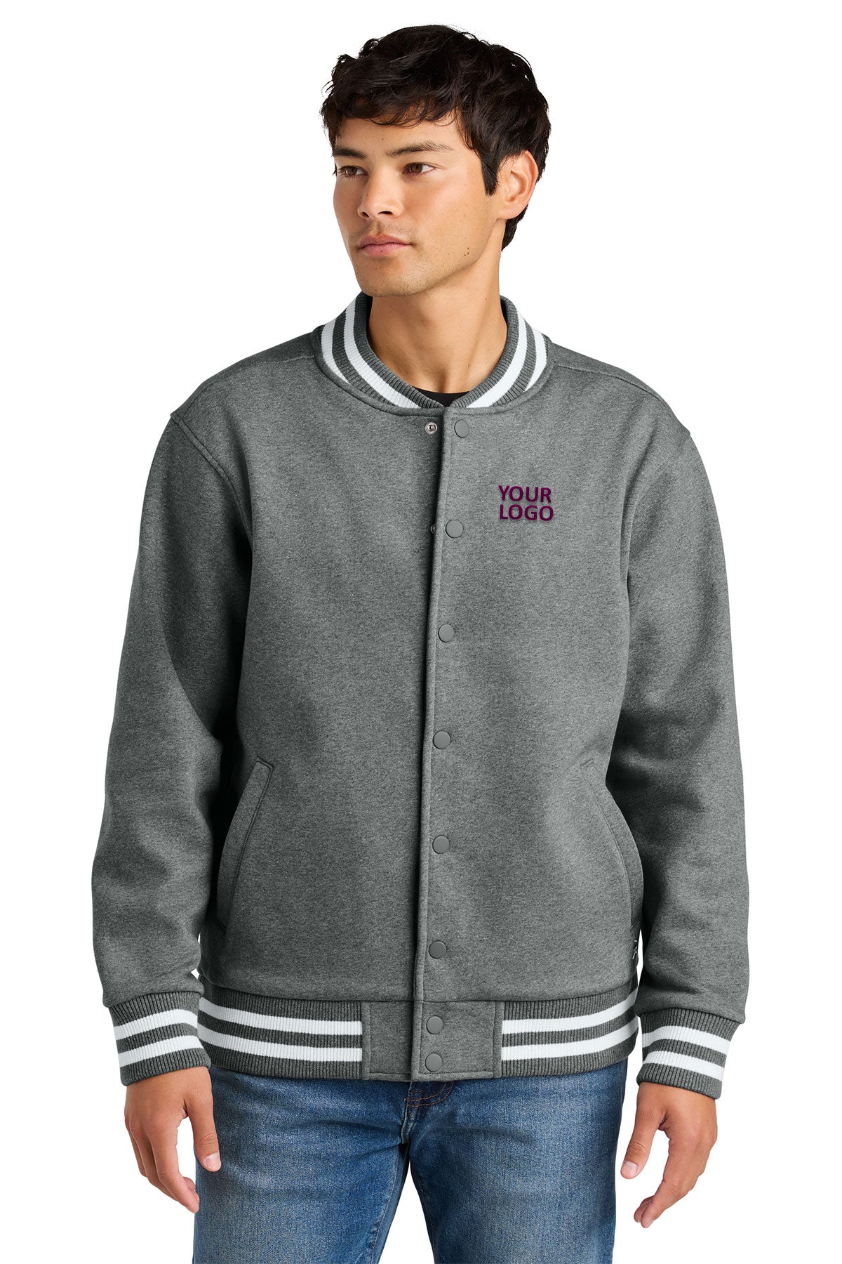 New Era Varsity Heavyweight Custom Fleece Jackets, Grey Frost [Torque Twist]