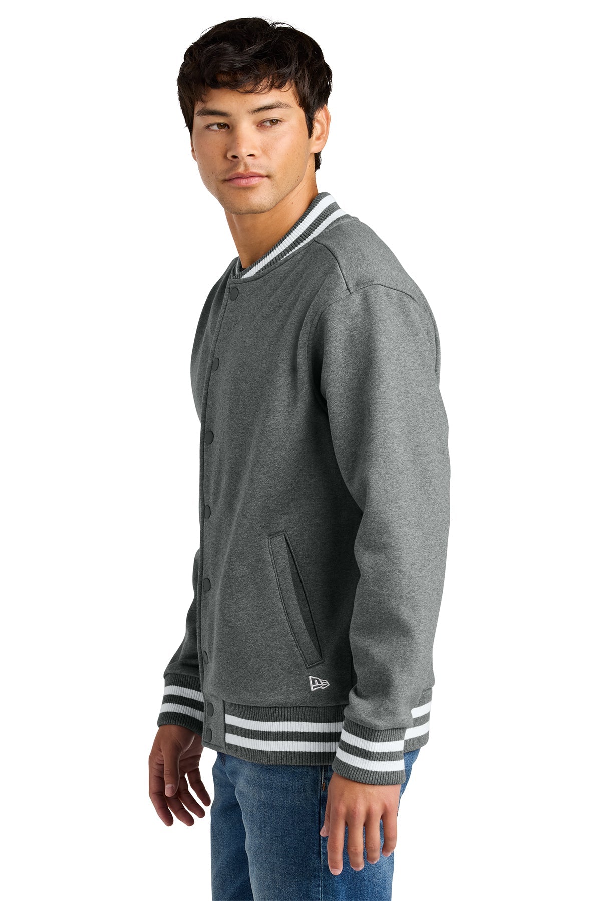 New Era Varsity Heavyweight Custom Fleece Jackets, Grey Frost