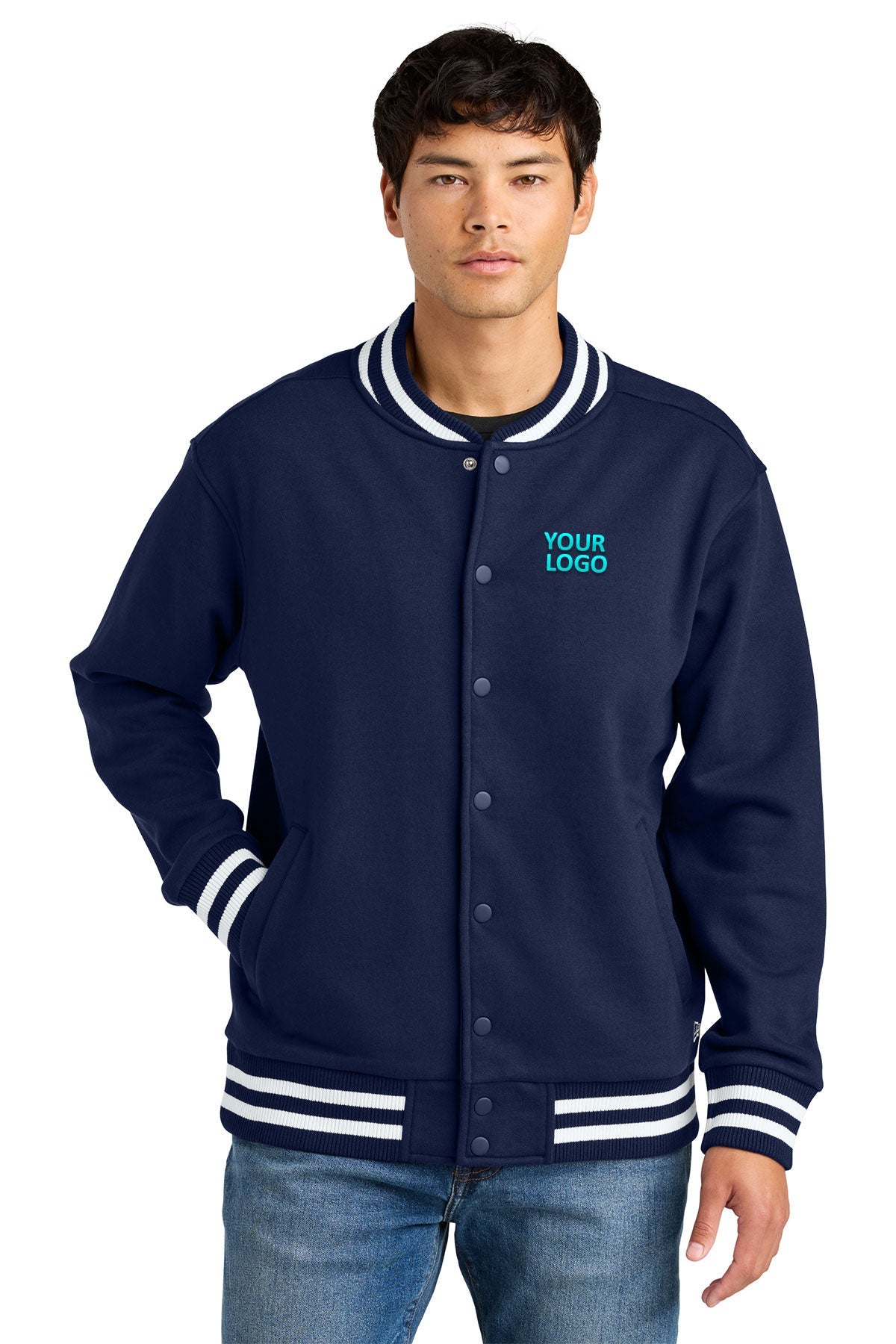 New Era True Navy NEA560 company logo jackets