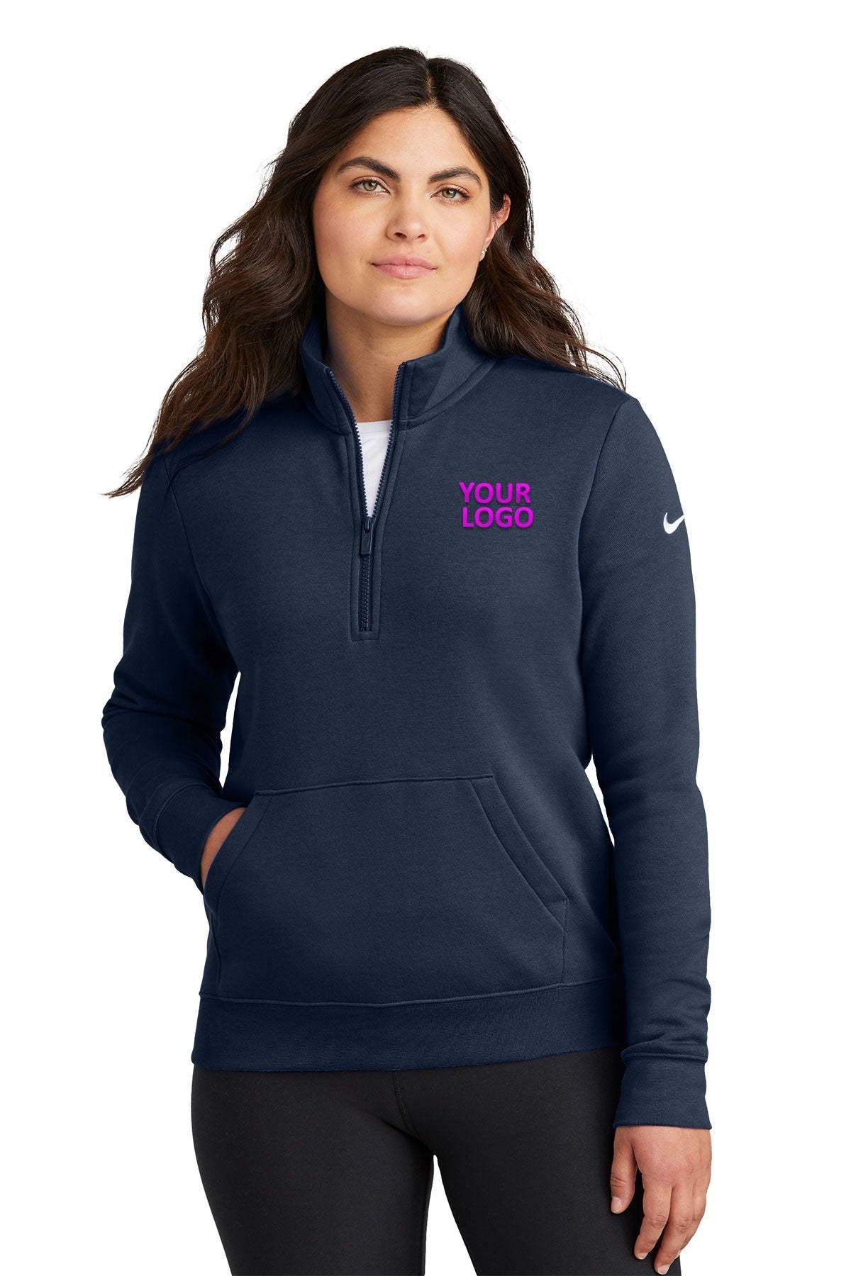 Nike Ladies Club Fleece Custom Quarter-Zips, Midnight Navy [MortgageCountry]