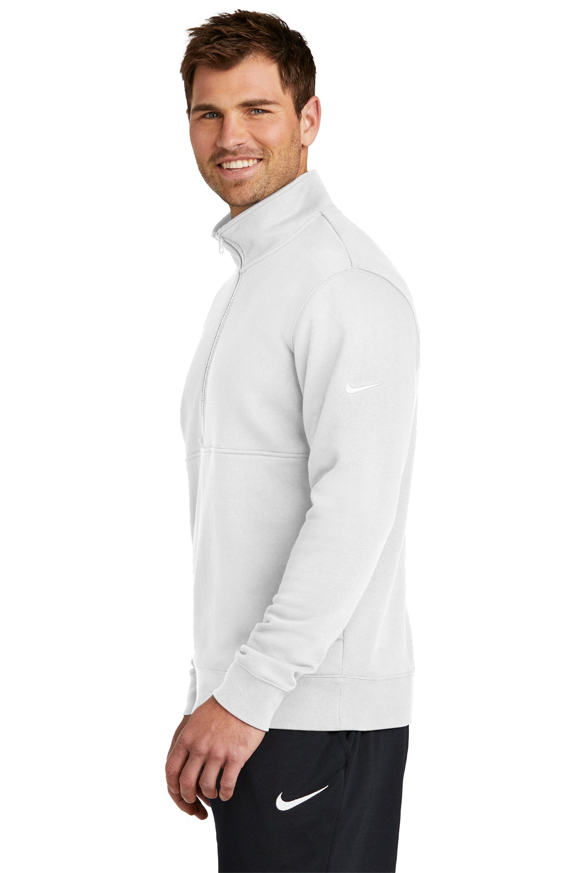 Nike Club Fleece Custom Quarter-Zips, White [Zura Bio]