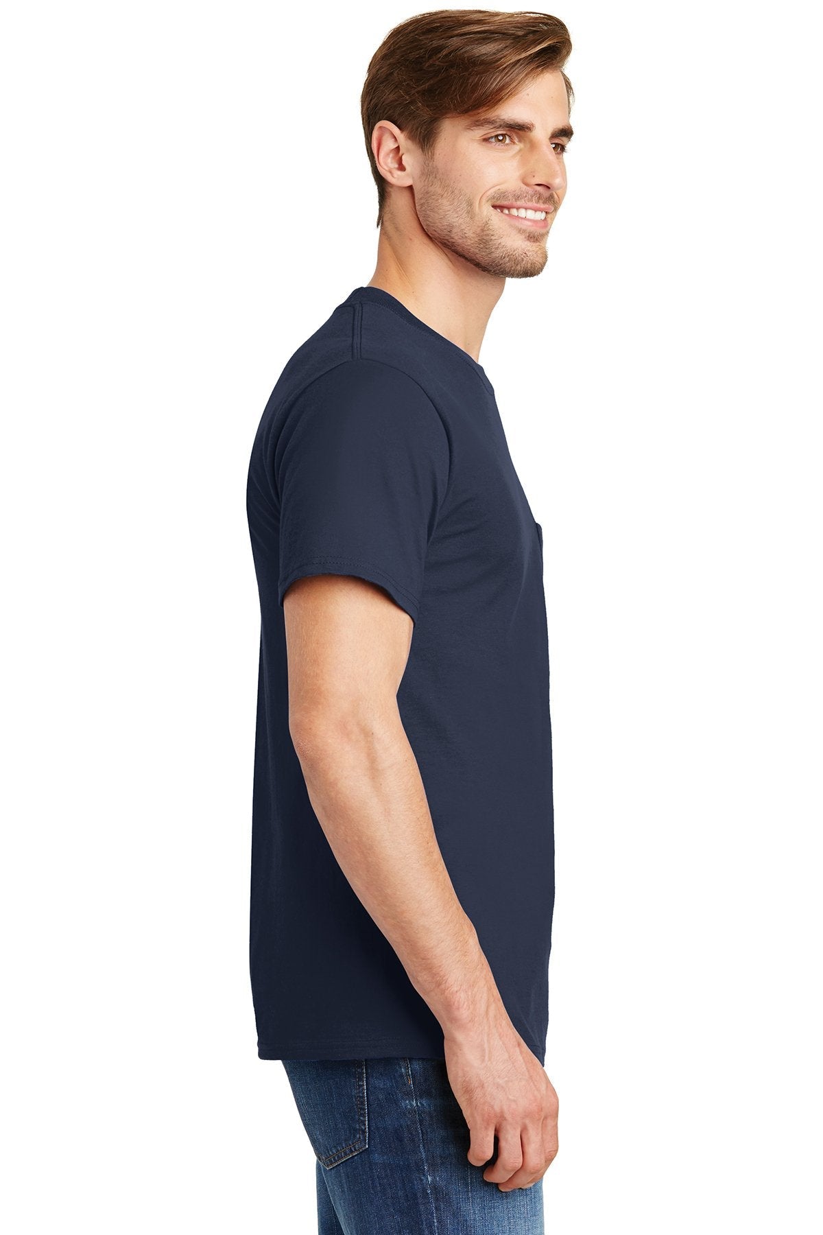 Hanes Beefy Cotton T Shirt With Pocket 5190 Navy [Elsner Engineering Works, Inc.]