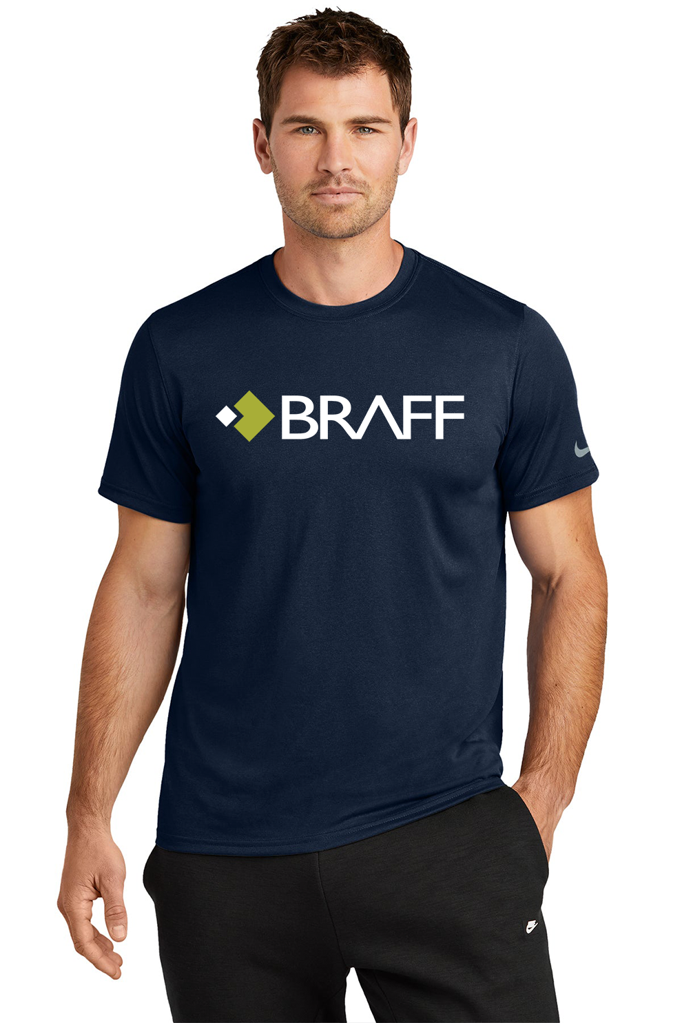 Nike Swoosh Sleeve rLegend Tee, College Navy [The Braff Group]
