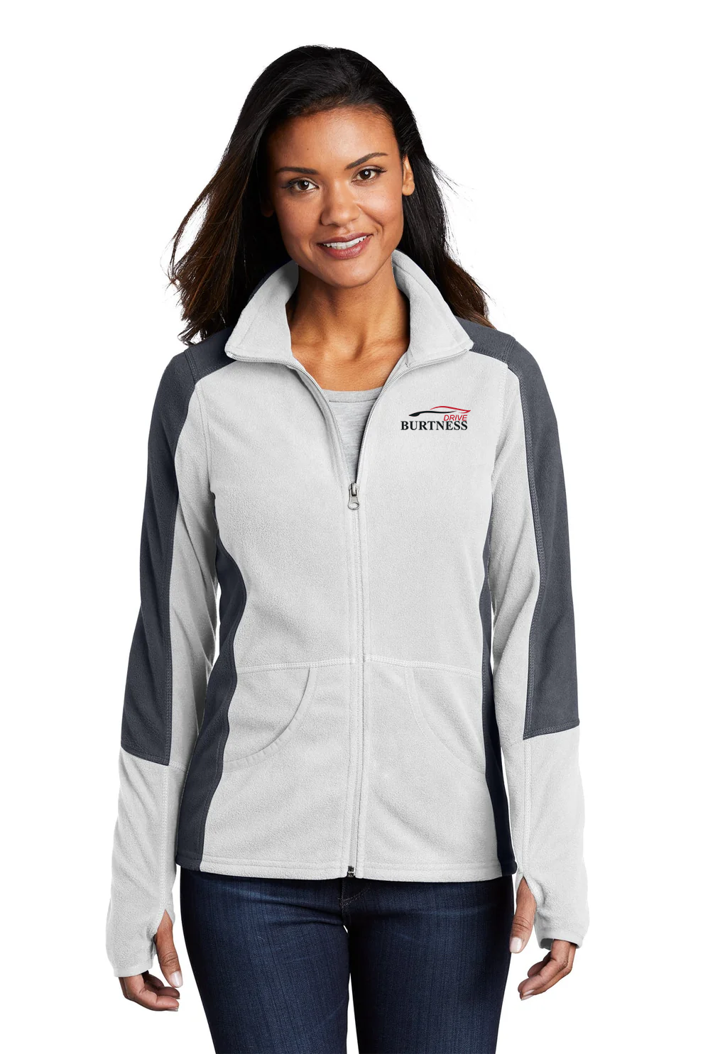 Port Authority Ladies Colorblock MicroFleece Jacket, White/ Battleship Grey [Burtness]