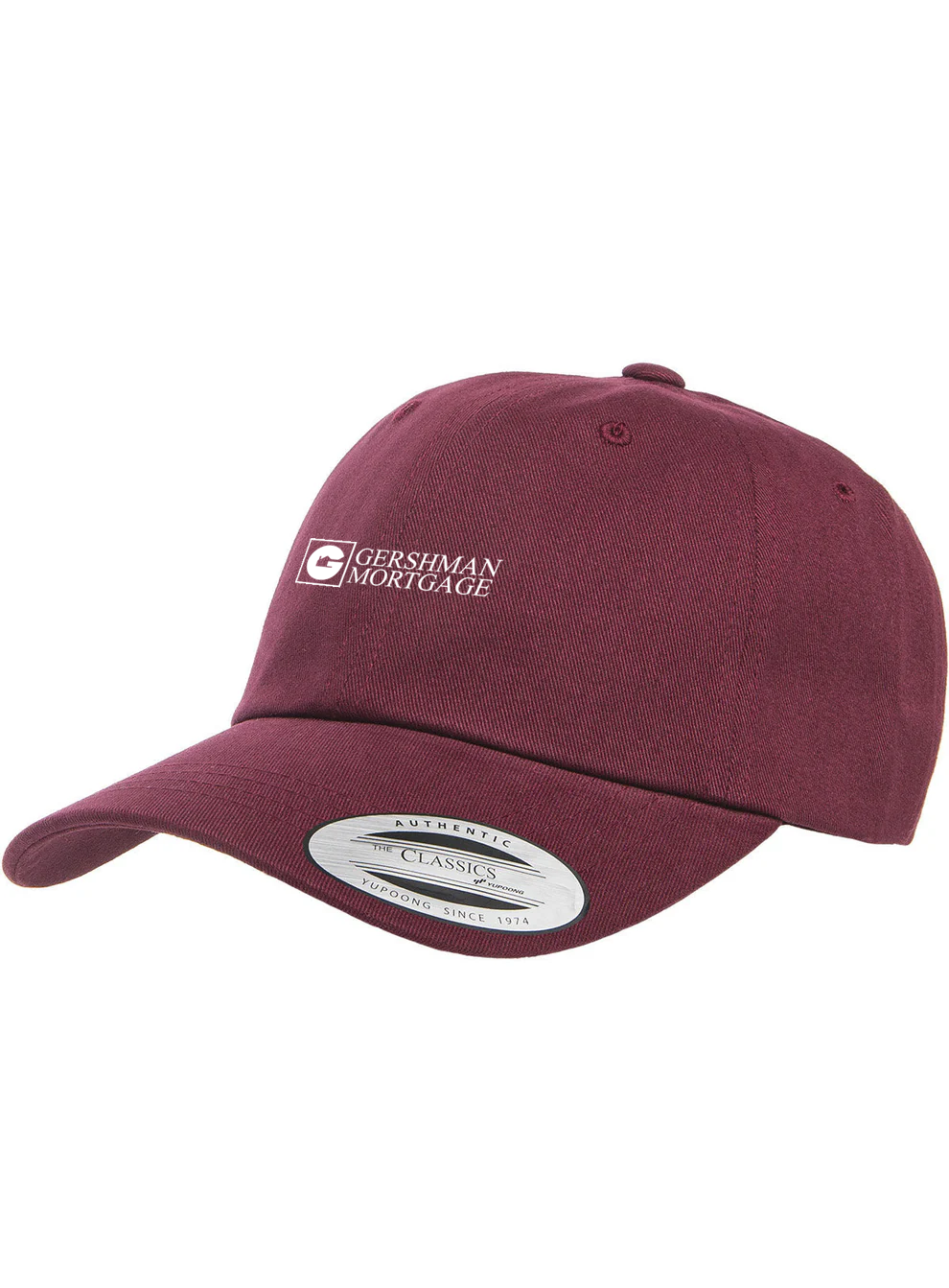 Yupoong Peached Cotton Twill Dad Cap, Maroon [Gershman Mortgage]